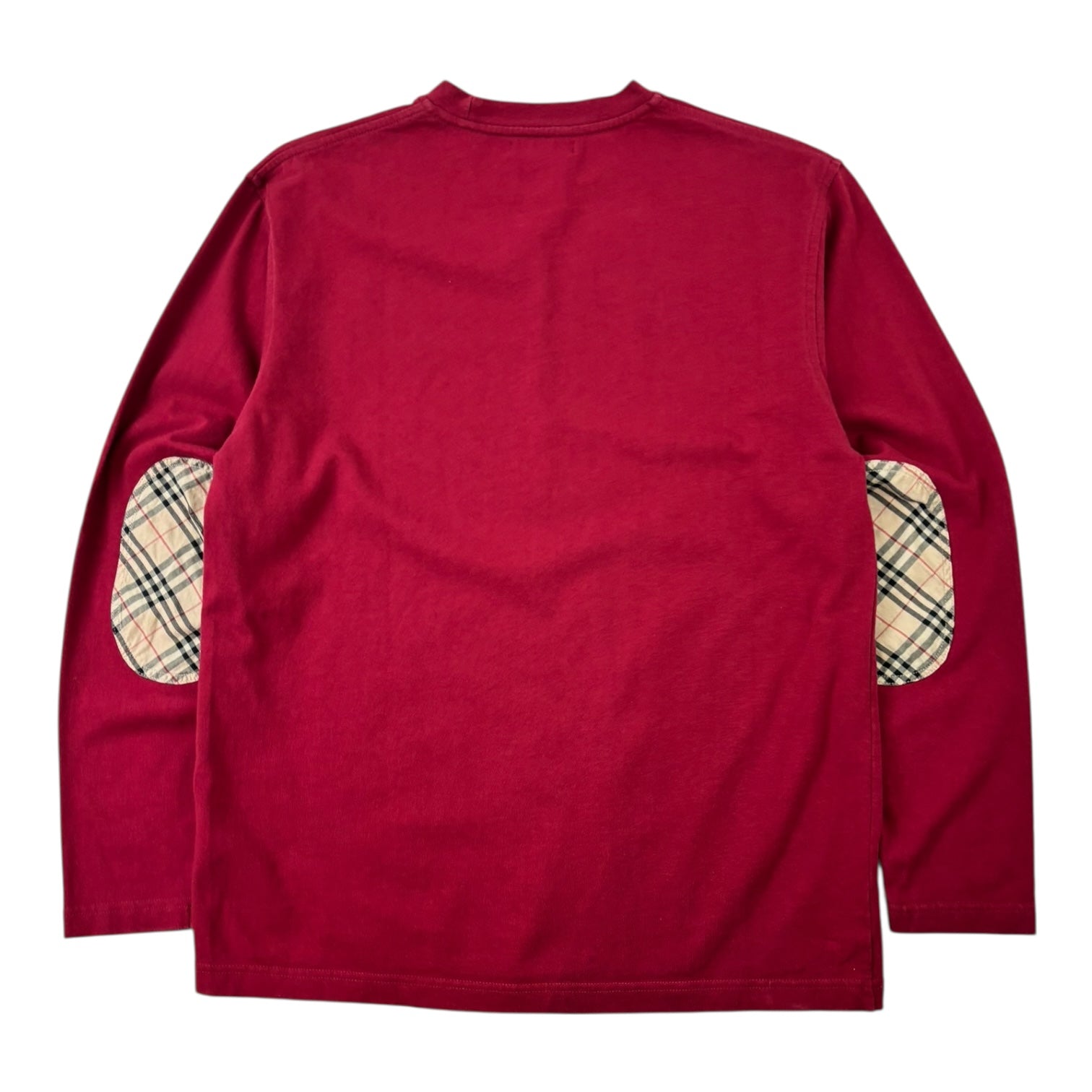 Burberry Nova Check Elbow Patch Long Sleeve T-Shirt Red