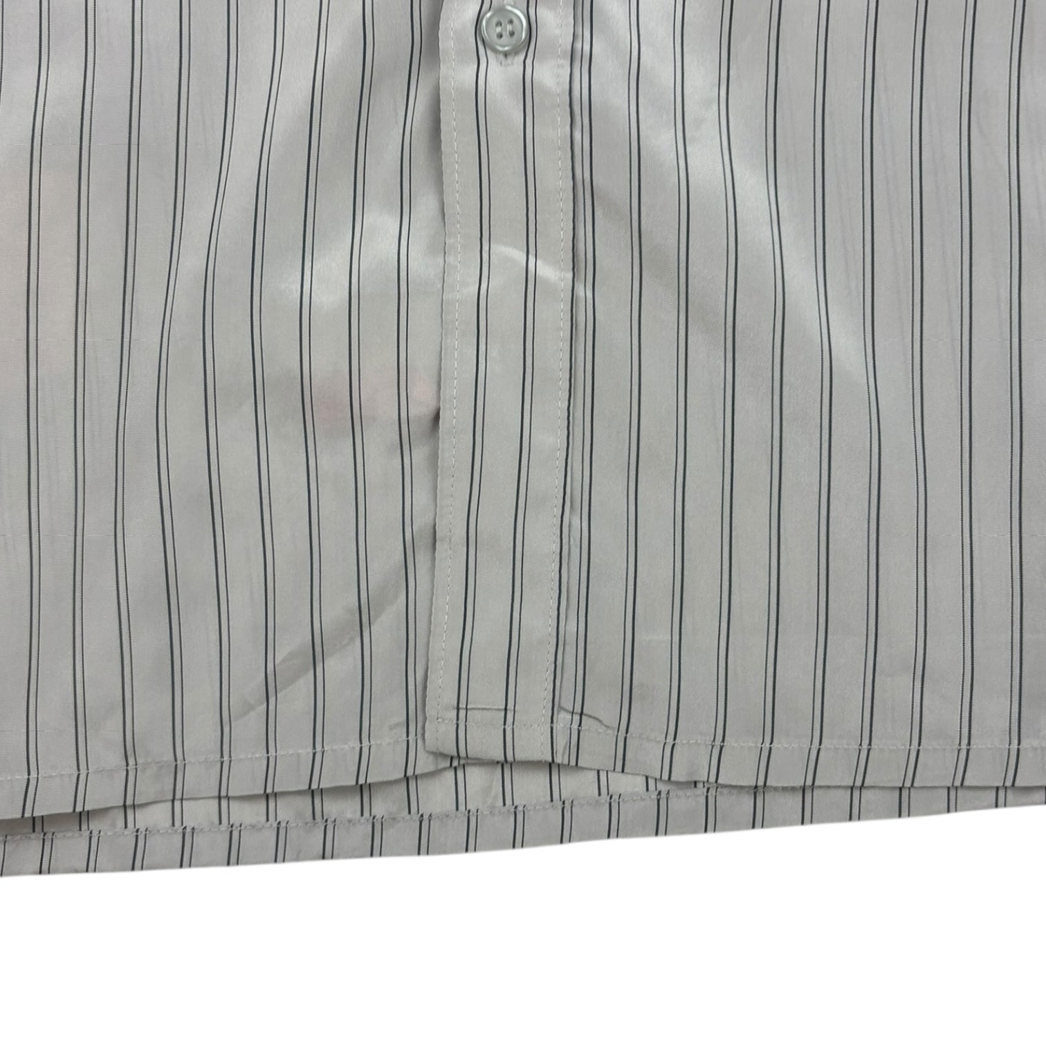 Christian Dior Monsieur Satin Striped Button-Up Dress Shirt Silver