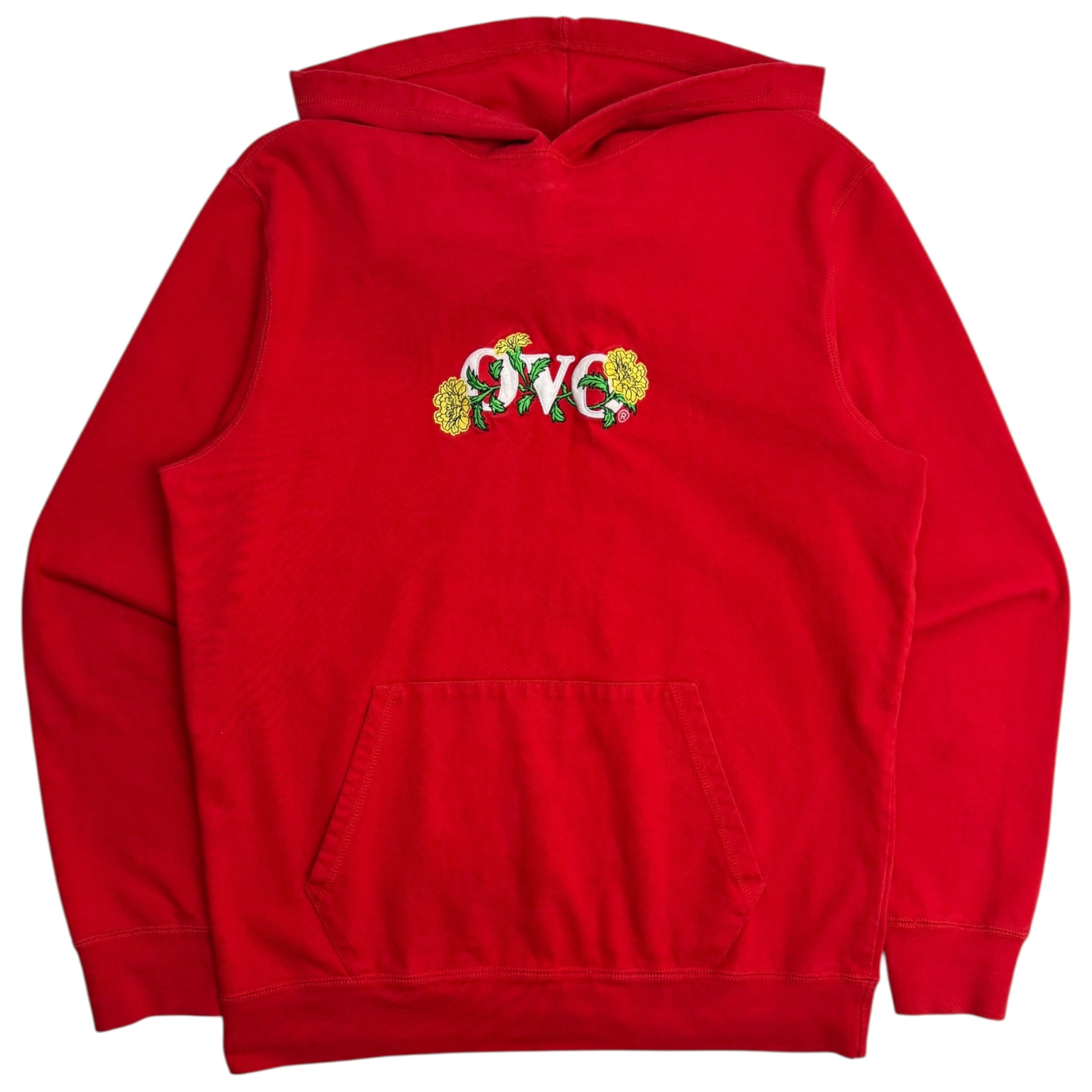 OVO Flower Embroidered Pullover Hoodie Red