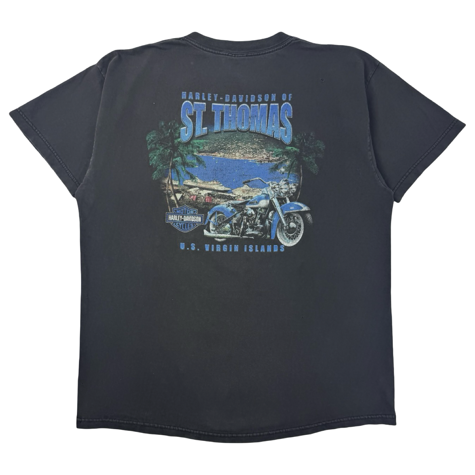 2009 Harley Davidson Flame Eagle T-Shirt Faded Black