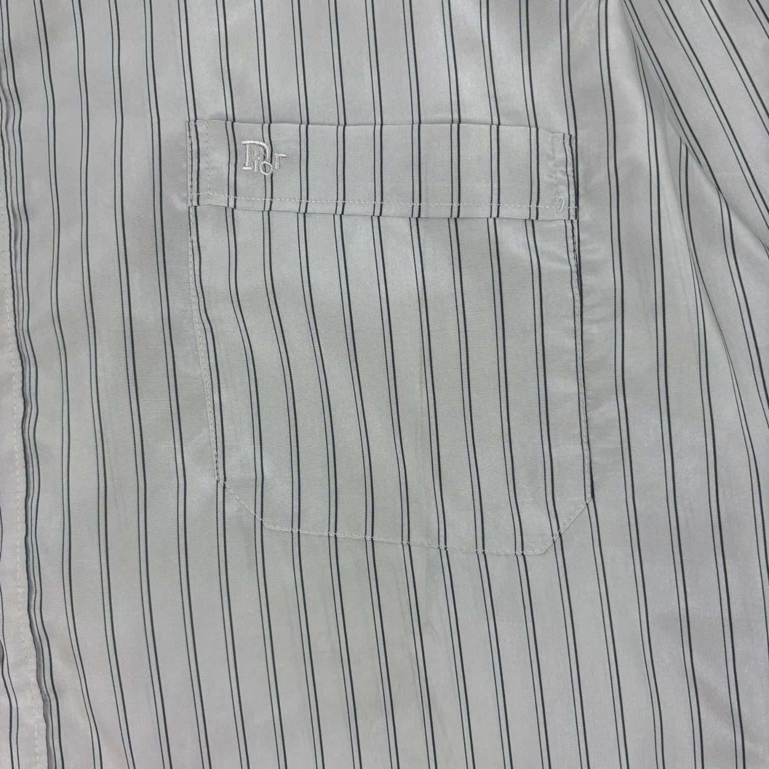 Christian Dior Monsieur Satin Striped Button-Up Dress Shirt Silver