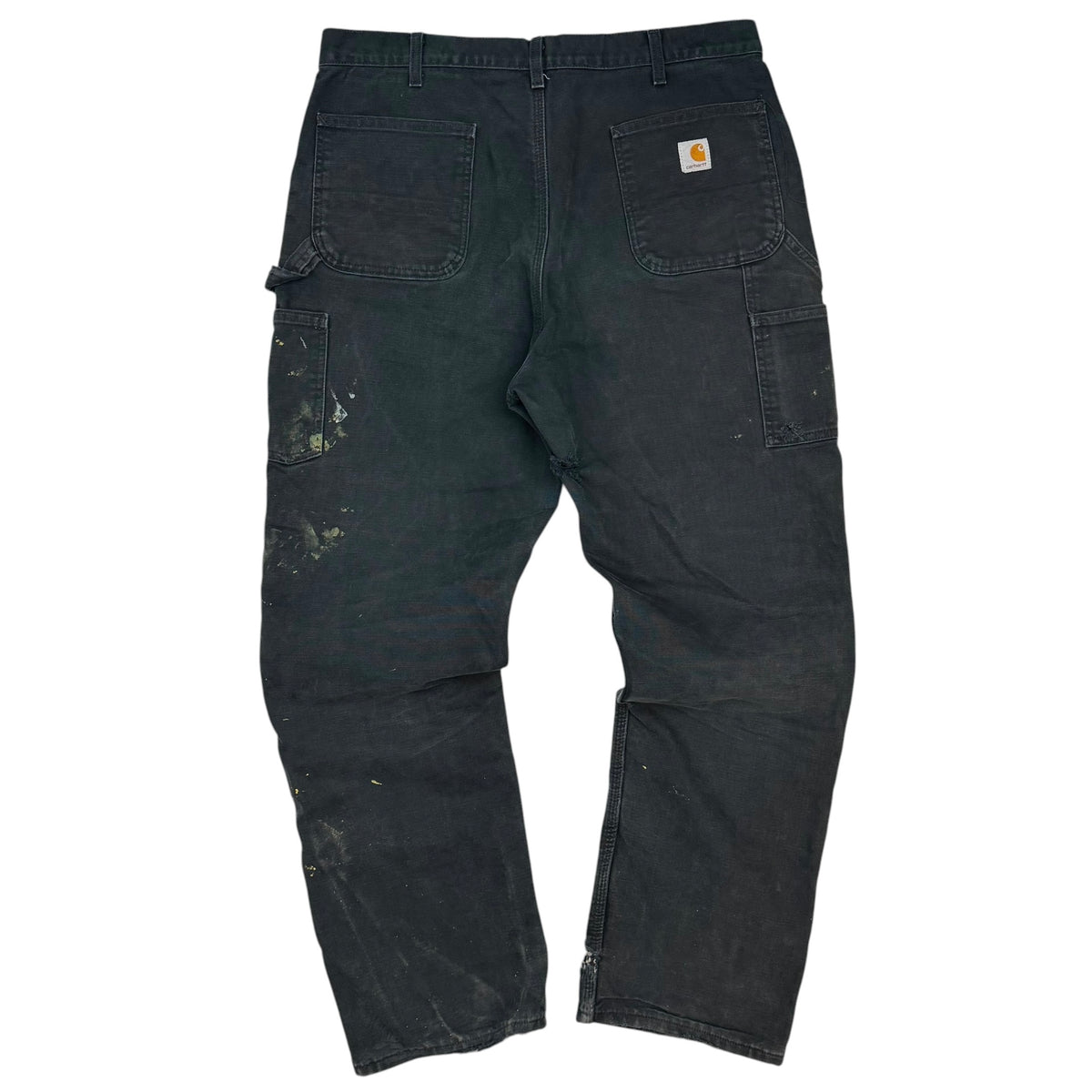 Vintage Carhartt Double Knee Blanket Lined Paint Splattered Pants Black