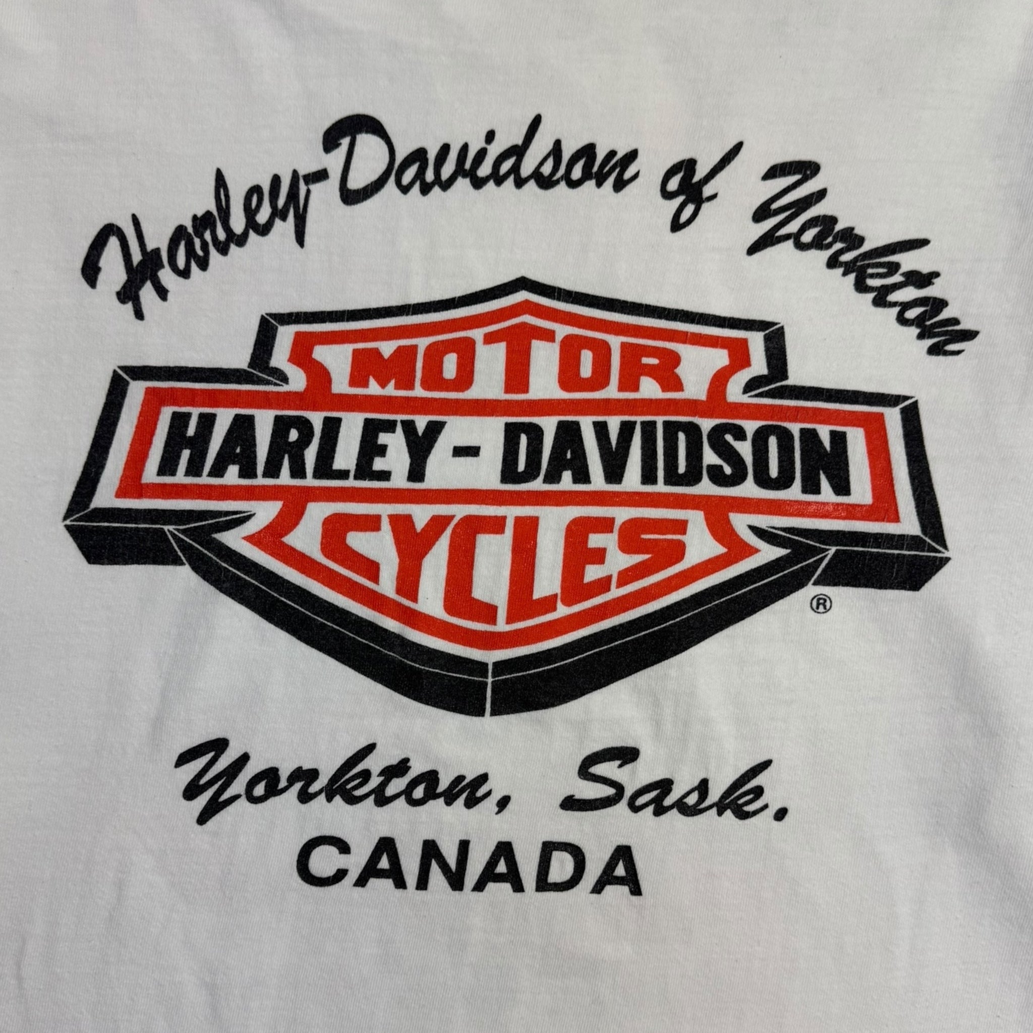 1991 3D Emblem Harley Davidson Yorkton Sask. Rose Long Sleeve T-Shirt