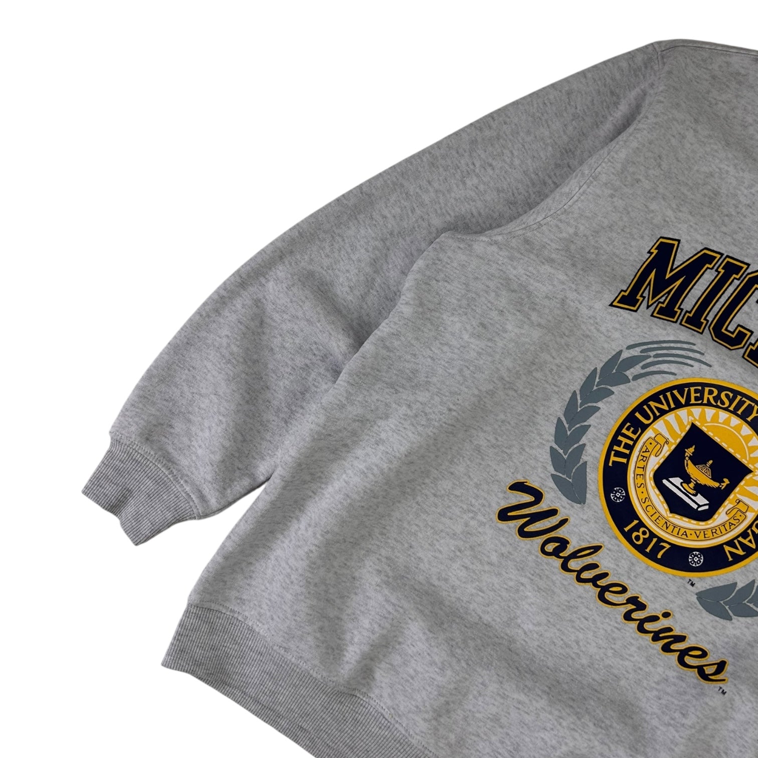 Vintage University of Michigan Crewneck Sweater Navy Grey