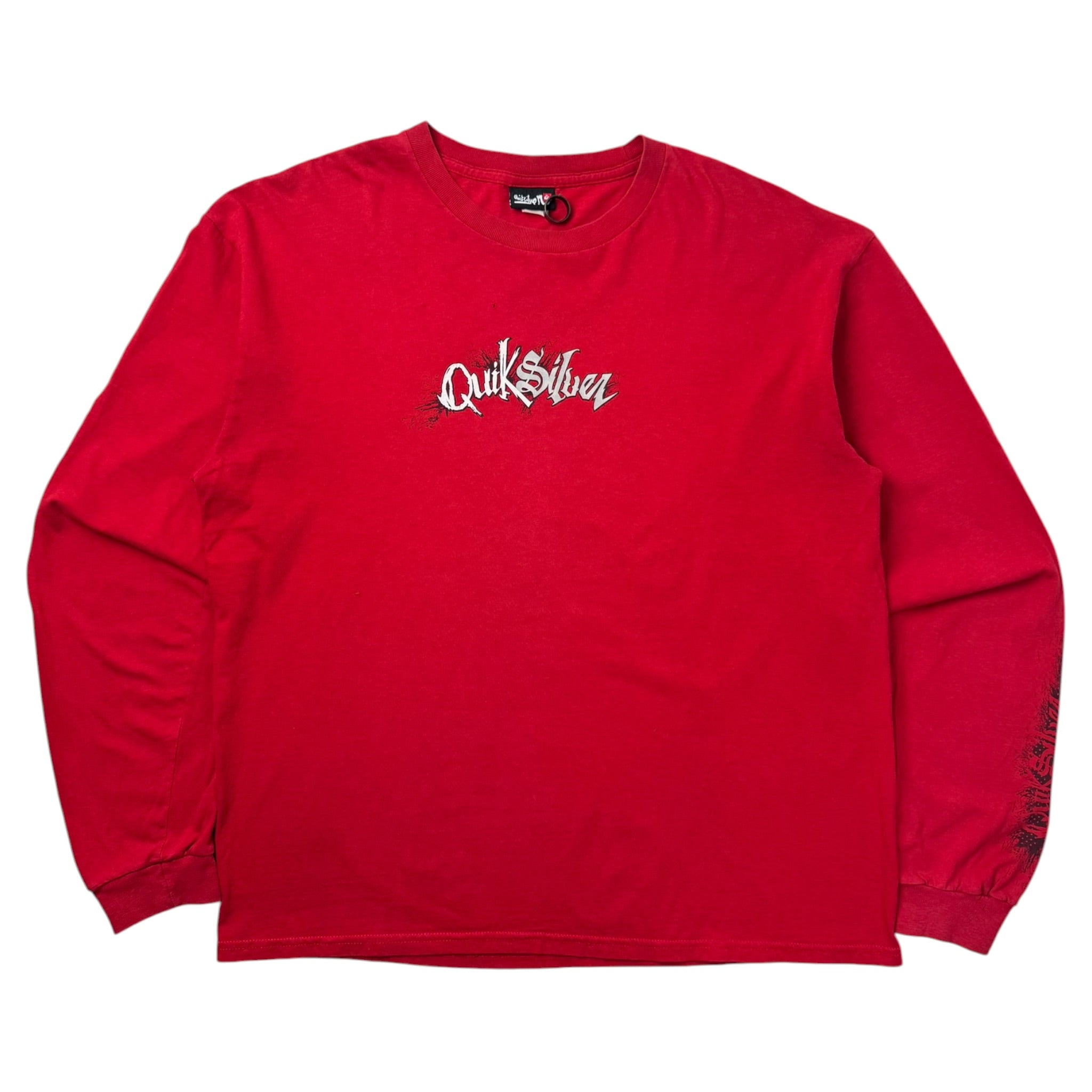 Vintage Y2K Quiksilver Tartan Logo Longsleeve Shirt Red
