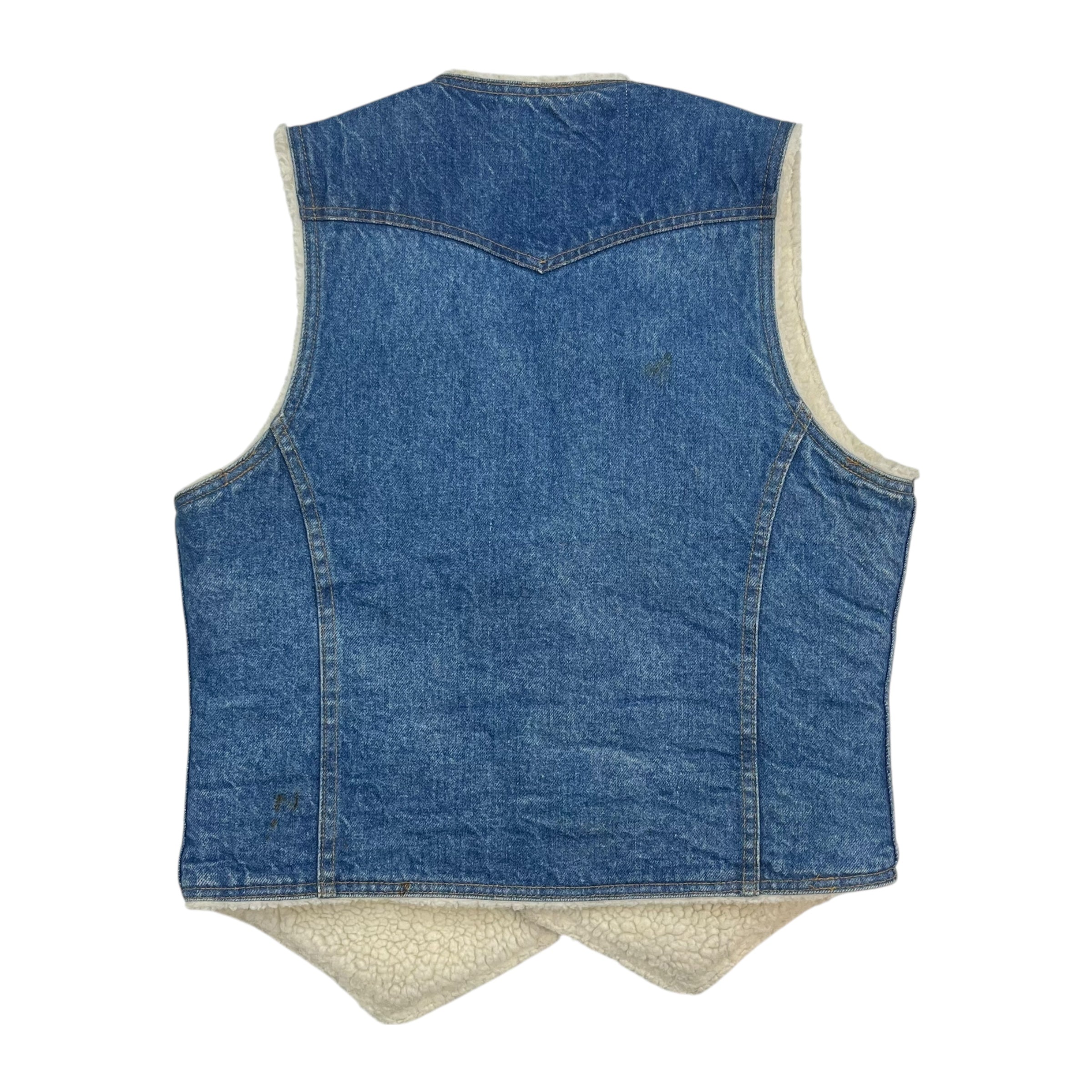 Vintage Levi’s Sherpa Lined Denim Vest Medium Wash Blue