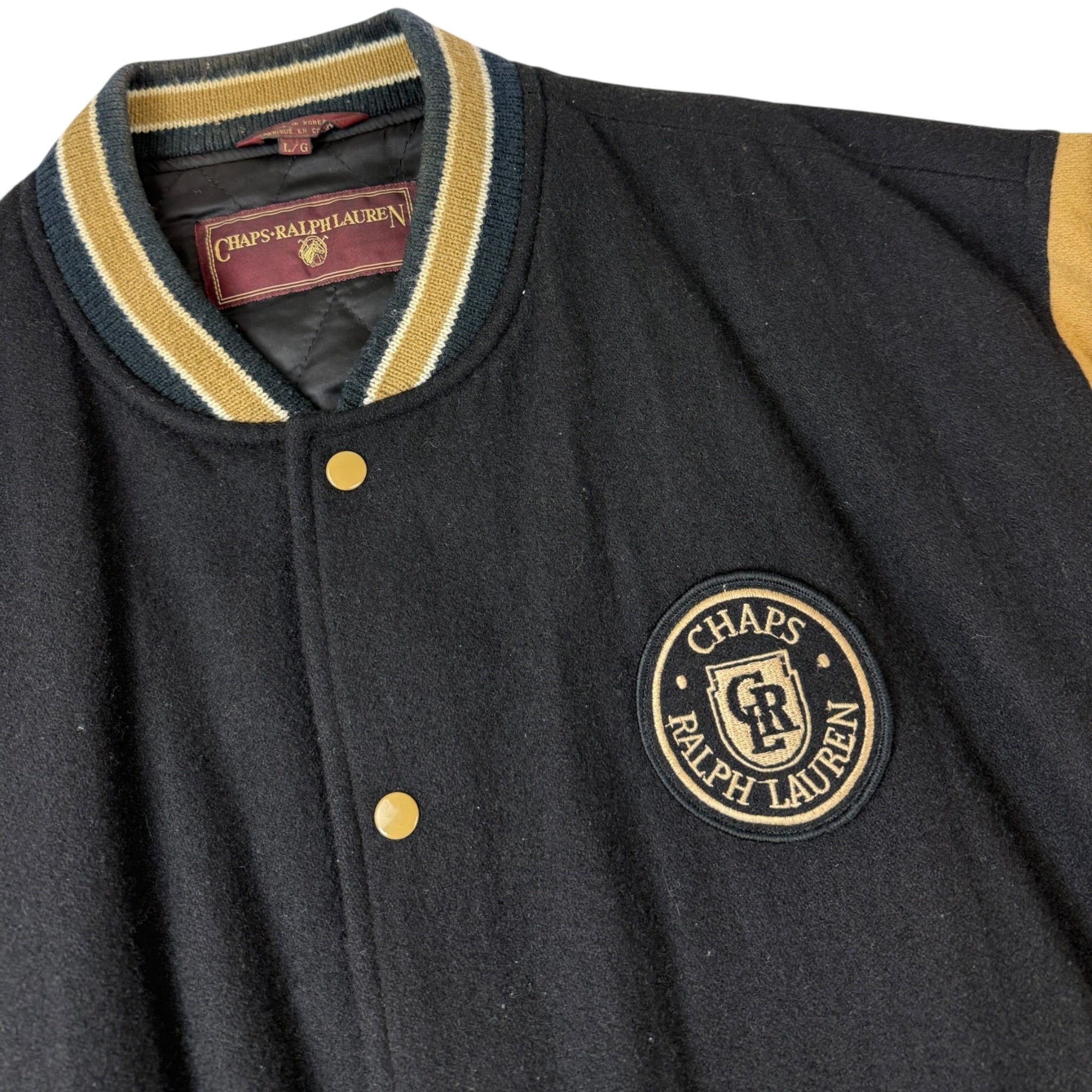 Vintage Chaps Ralph Lauren Varsity Jacket Black
