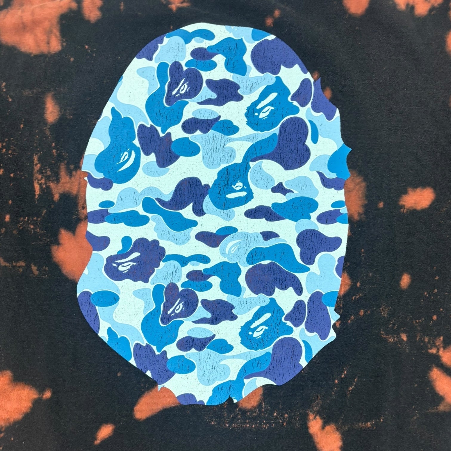 BAPE ABC Camo Big Head Bleached T-Shirt Black