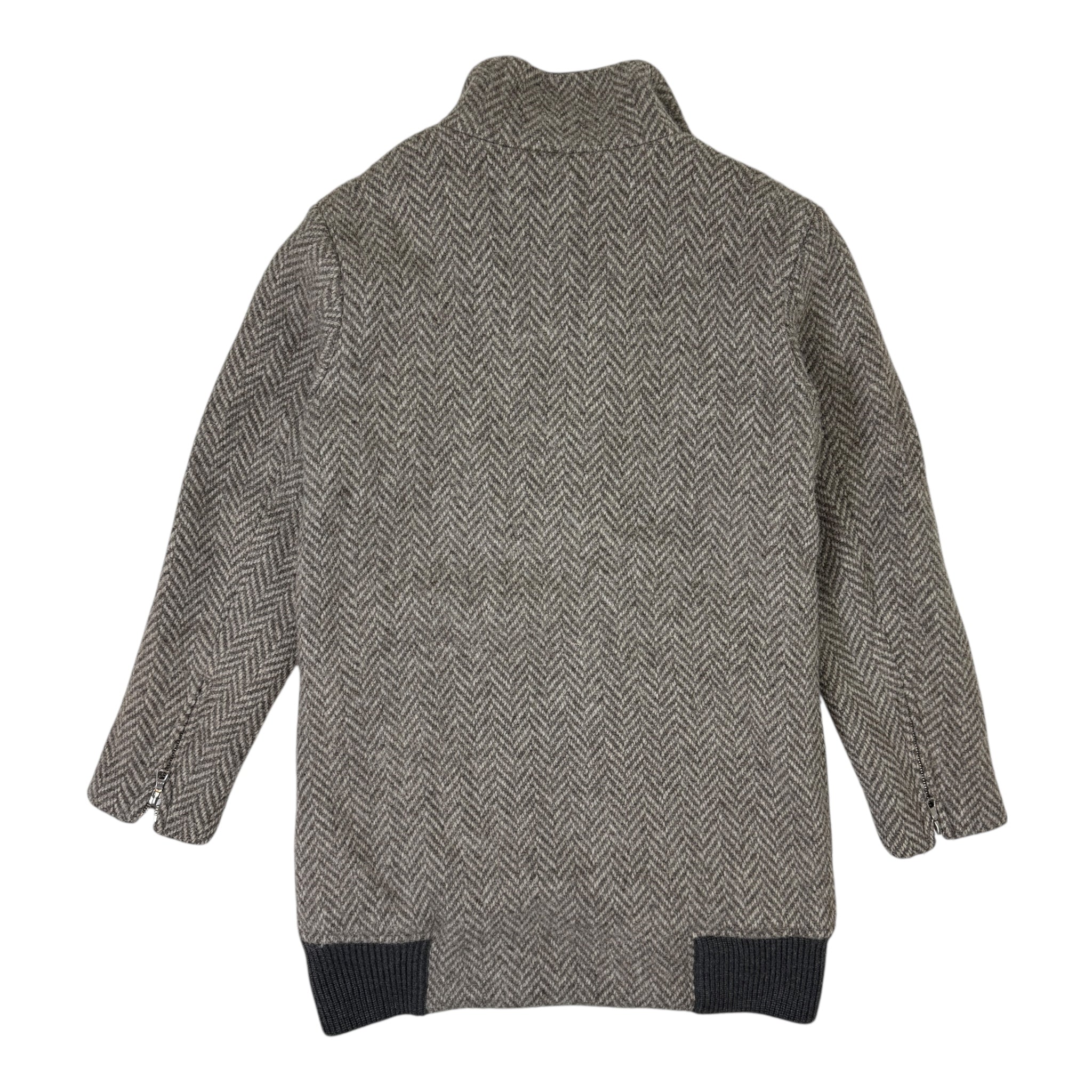 A.P.C Wool Herringbone Zip-Up Jacket Grey