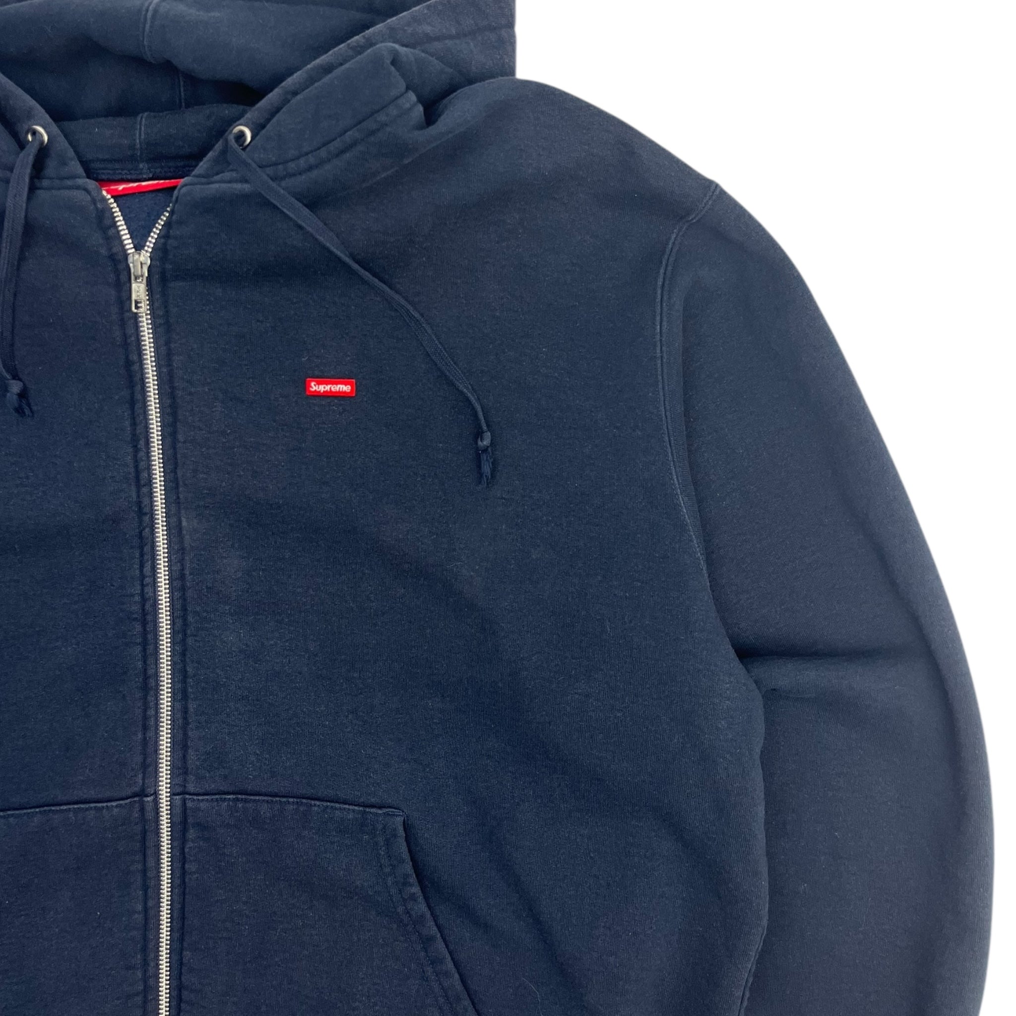 Supreme Pocket Box Logo Zip Up Hoodie Navy