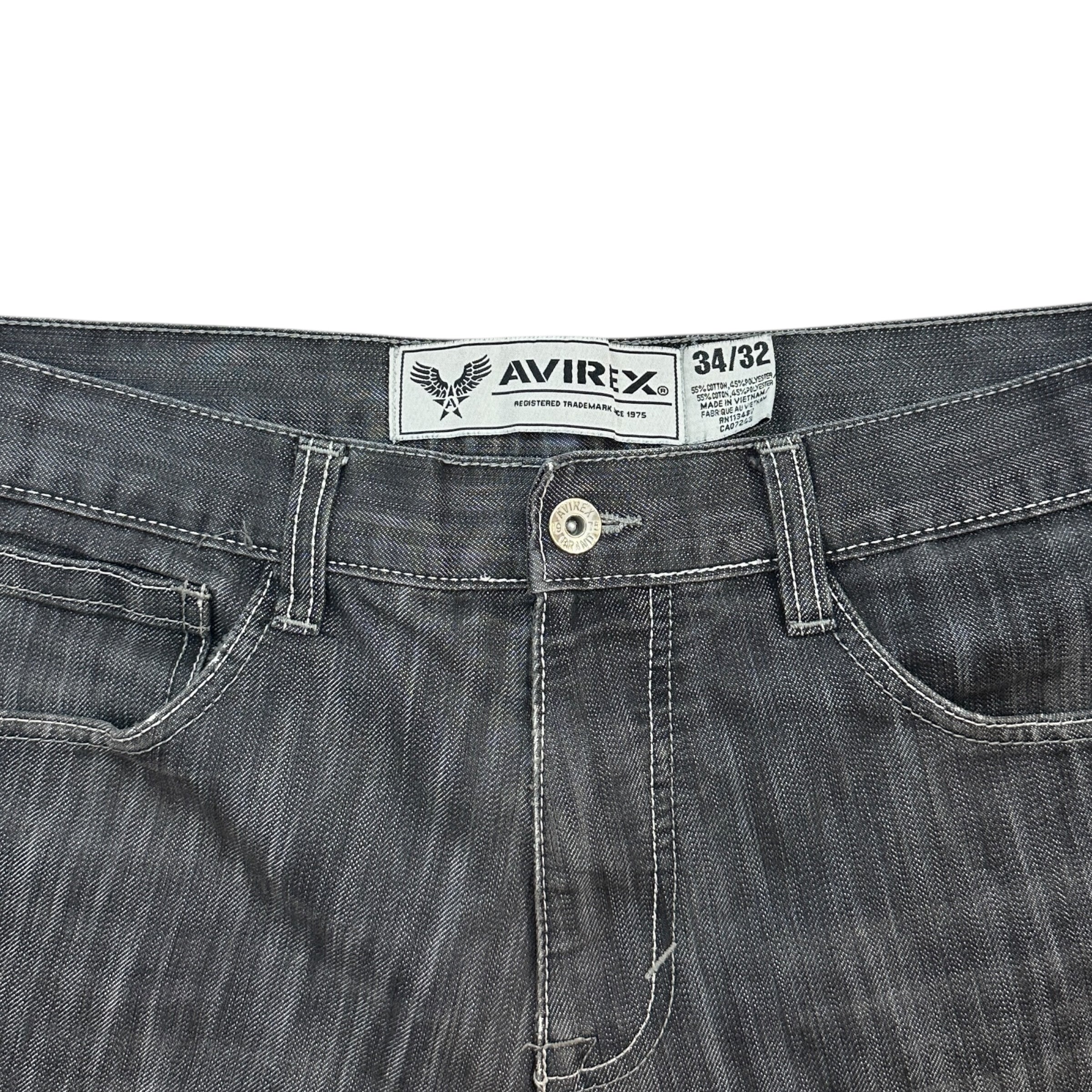 Vintage Y2K Avirex Embroidered Denim Washed Black