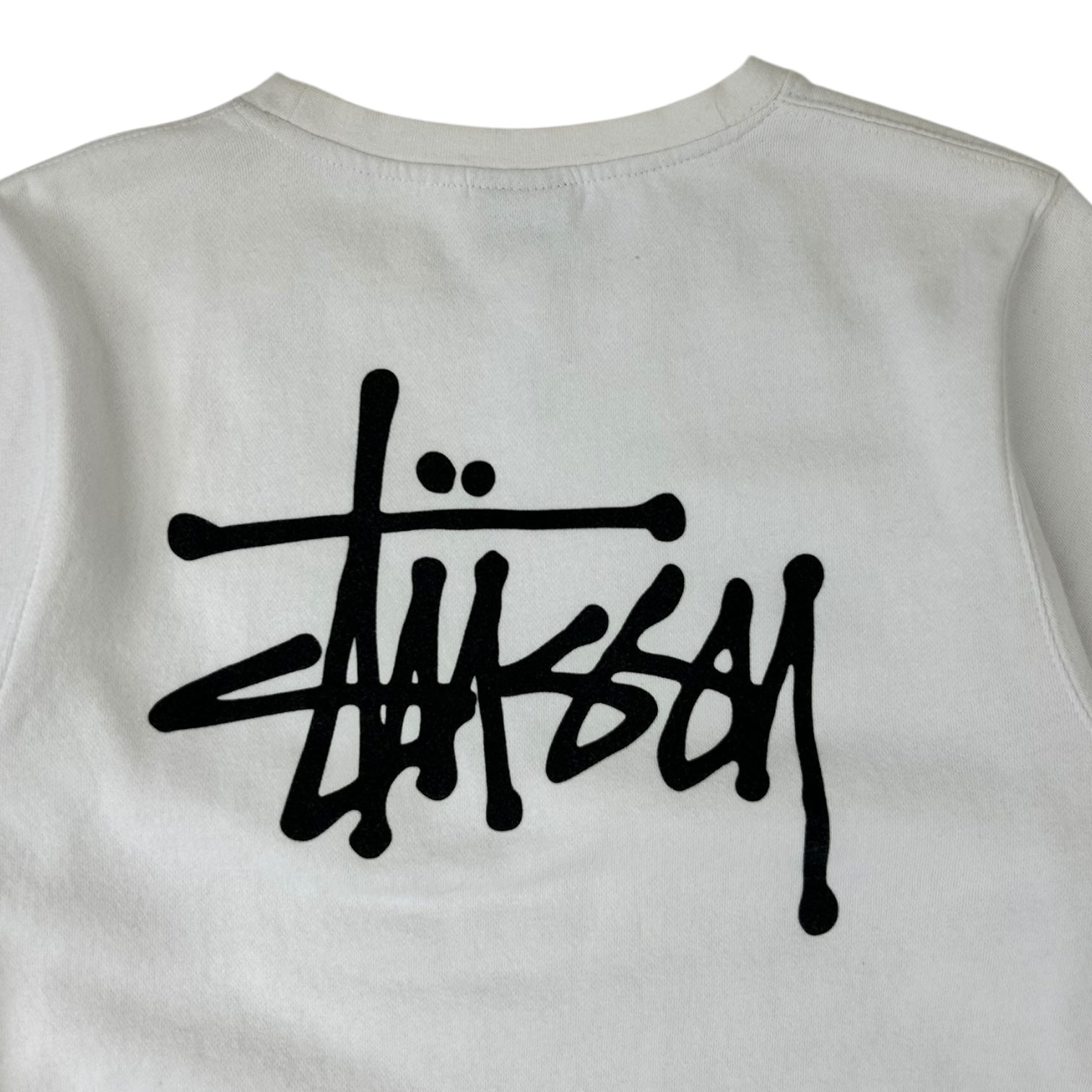 Stussy Basic Stock Logo Crewneck White