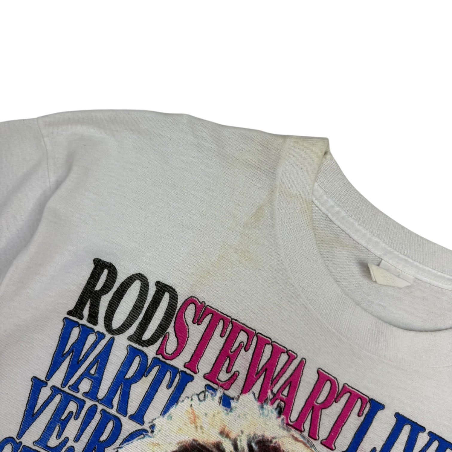 1989 Rod Stewart Lost In America Tour Tee White