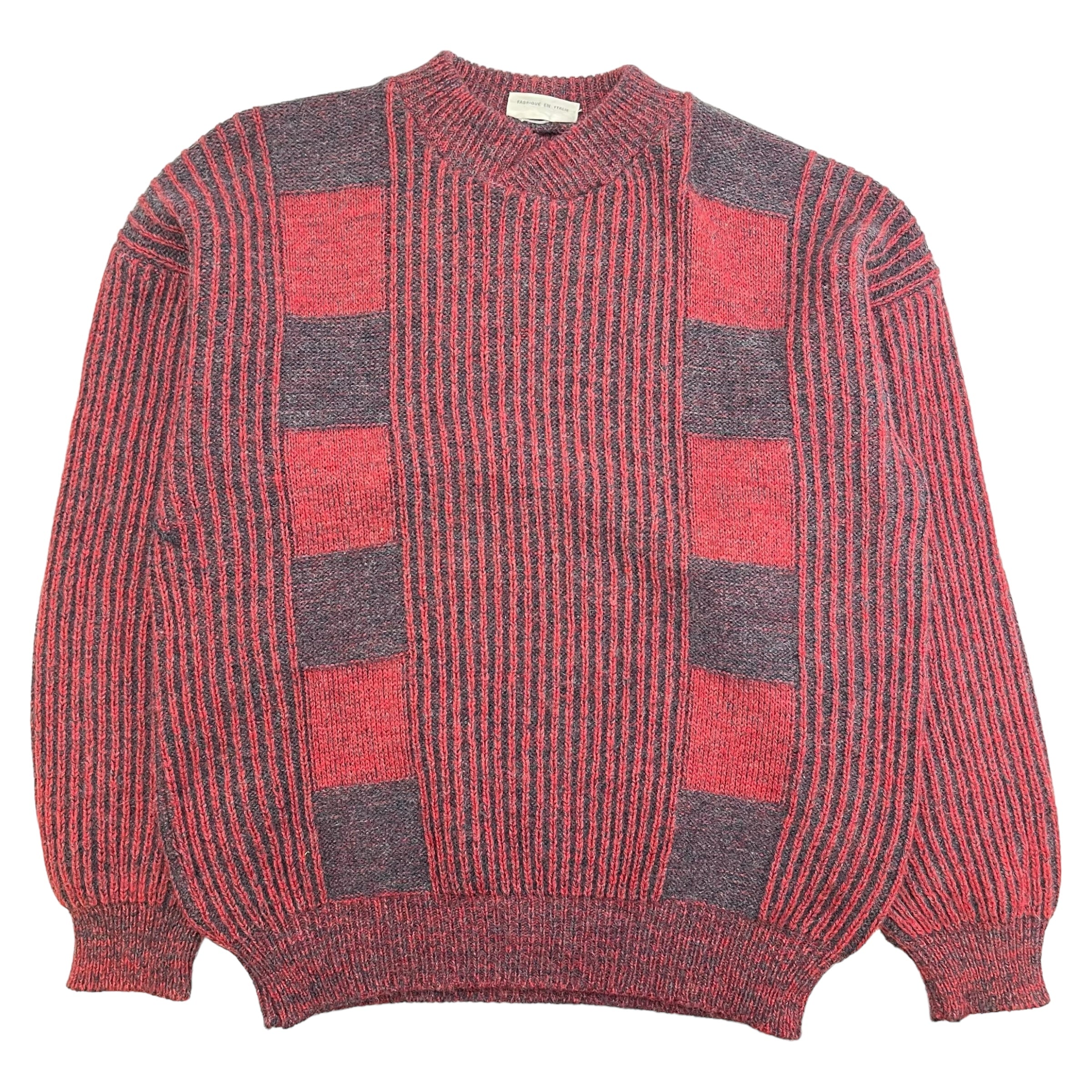 Vintage Checked Knit Sweater Red