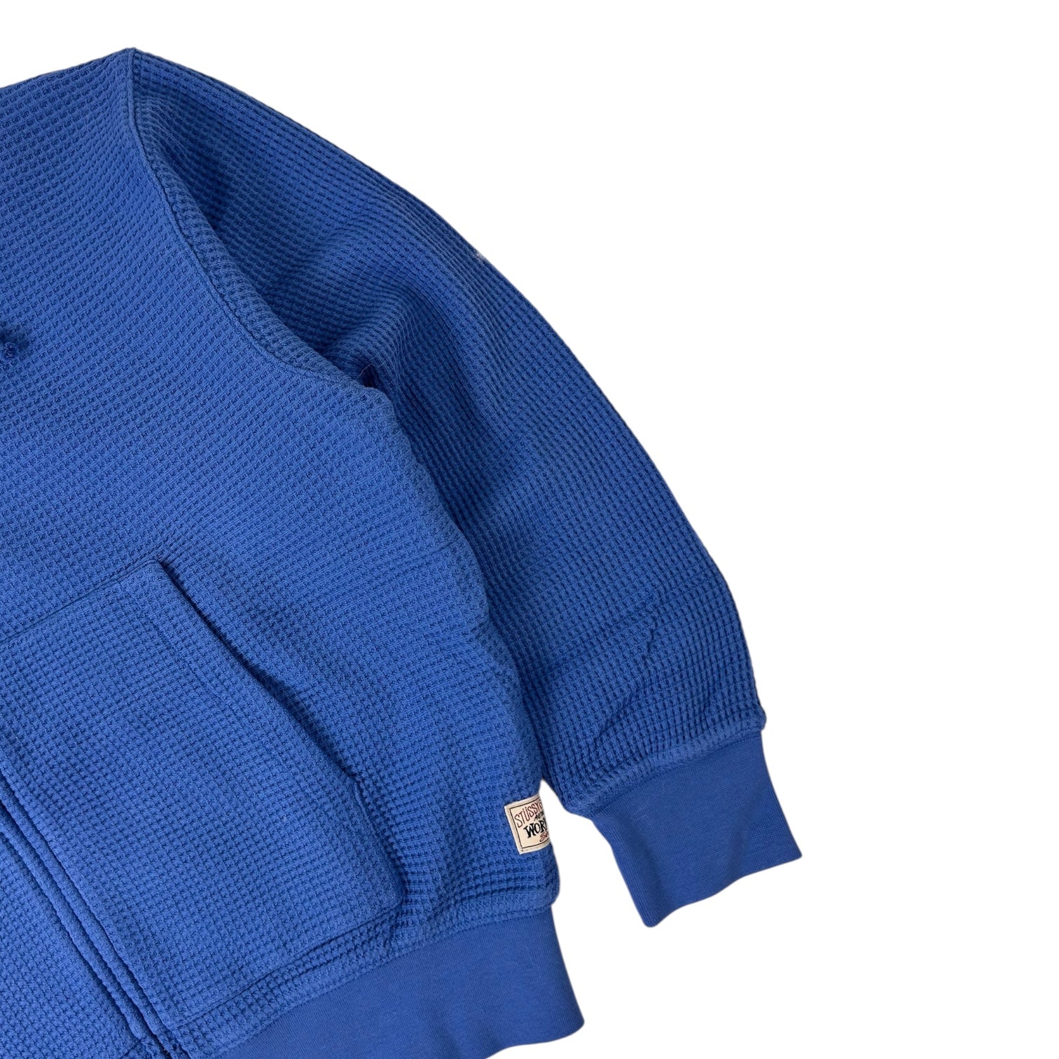 Stussy Double Layer Waffle Zip Hoodie Blue