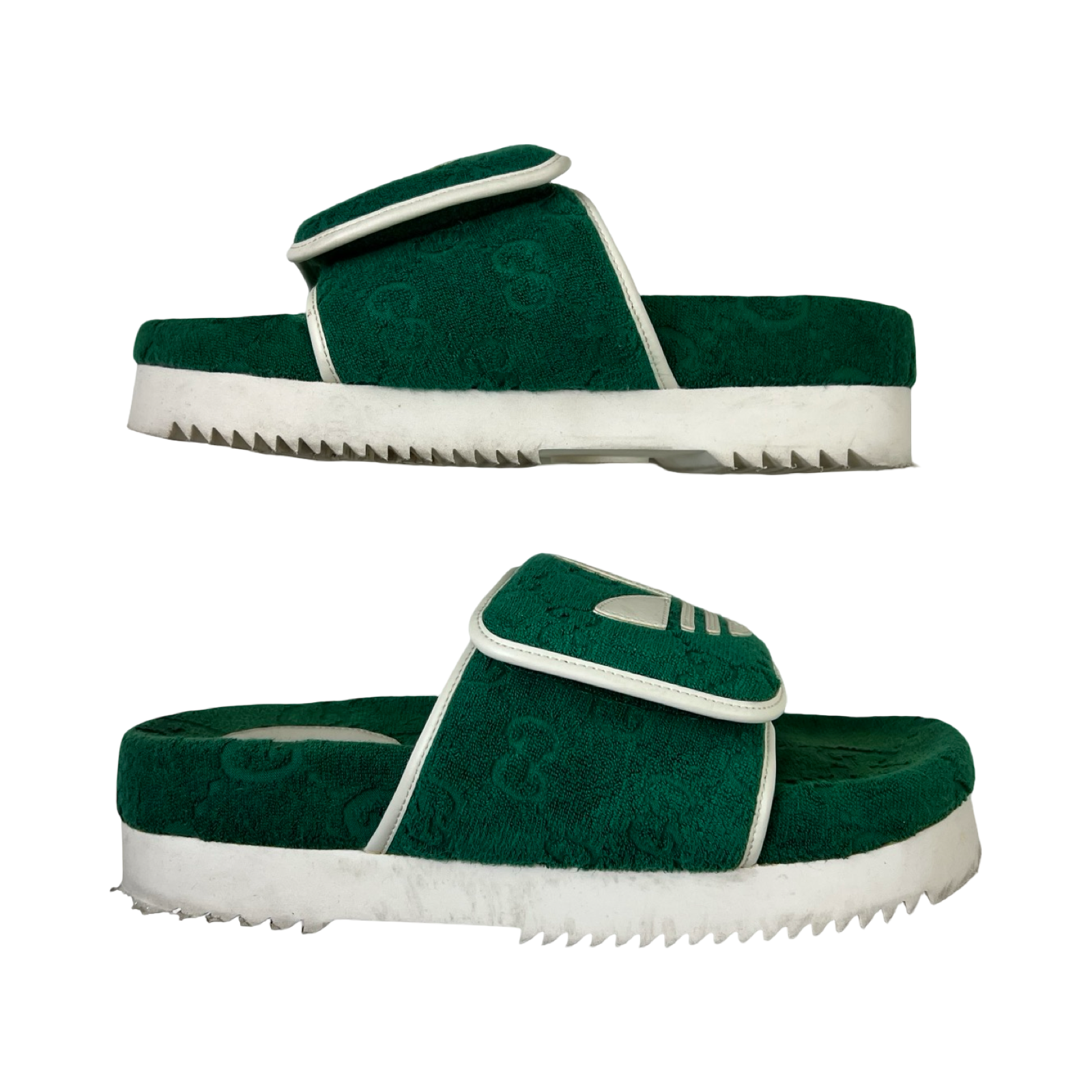 Gucci x Adidas Platform Slides Terrycloth Green (Used)