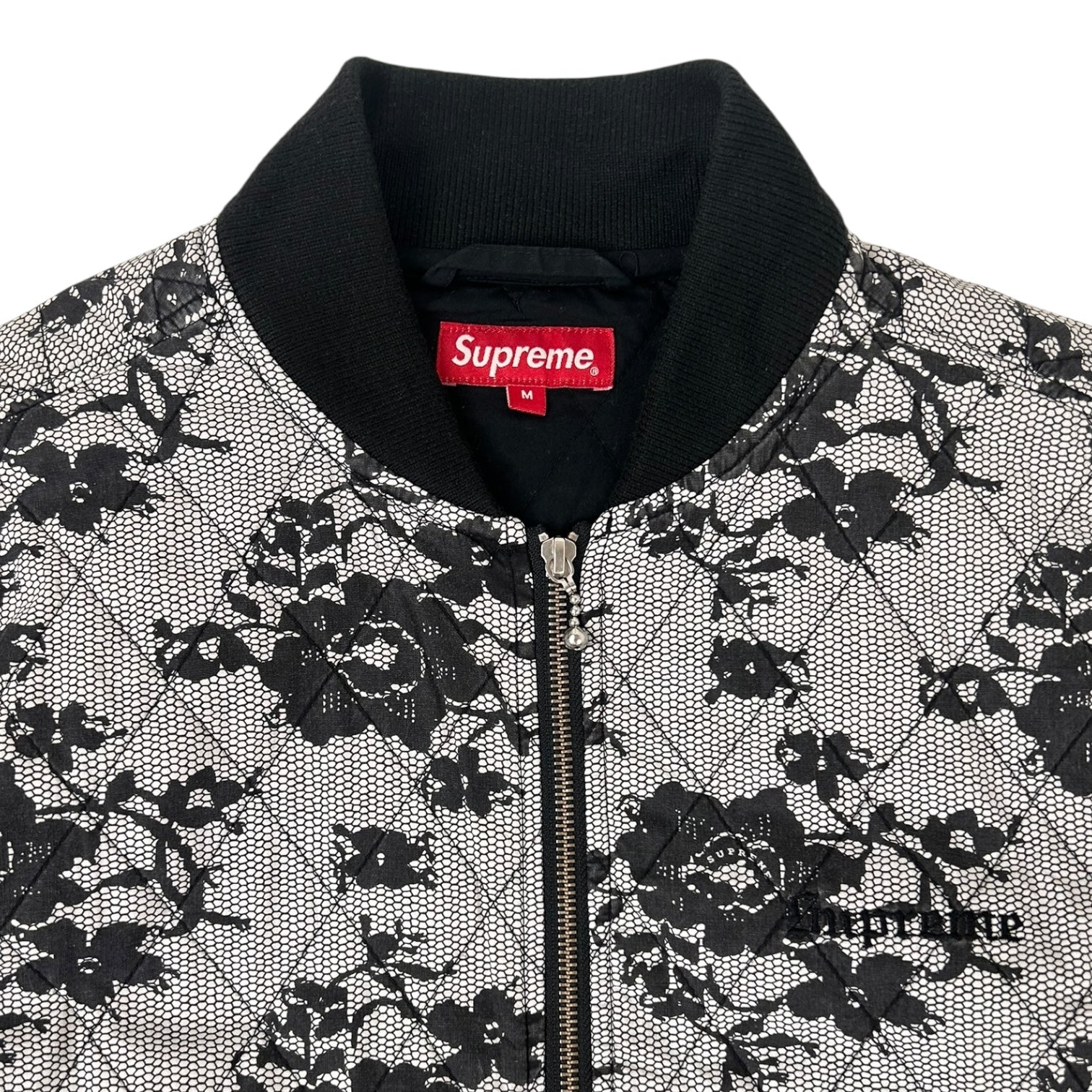 Supreme Quilted Lace Bomber Jacket Black/White