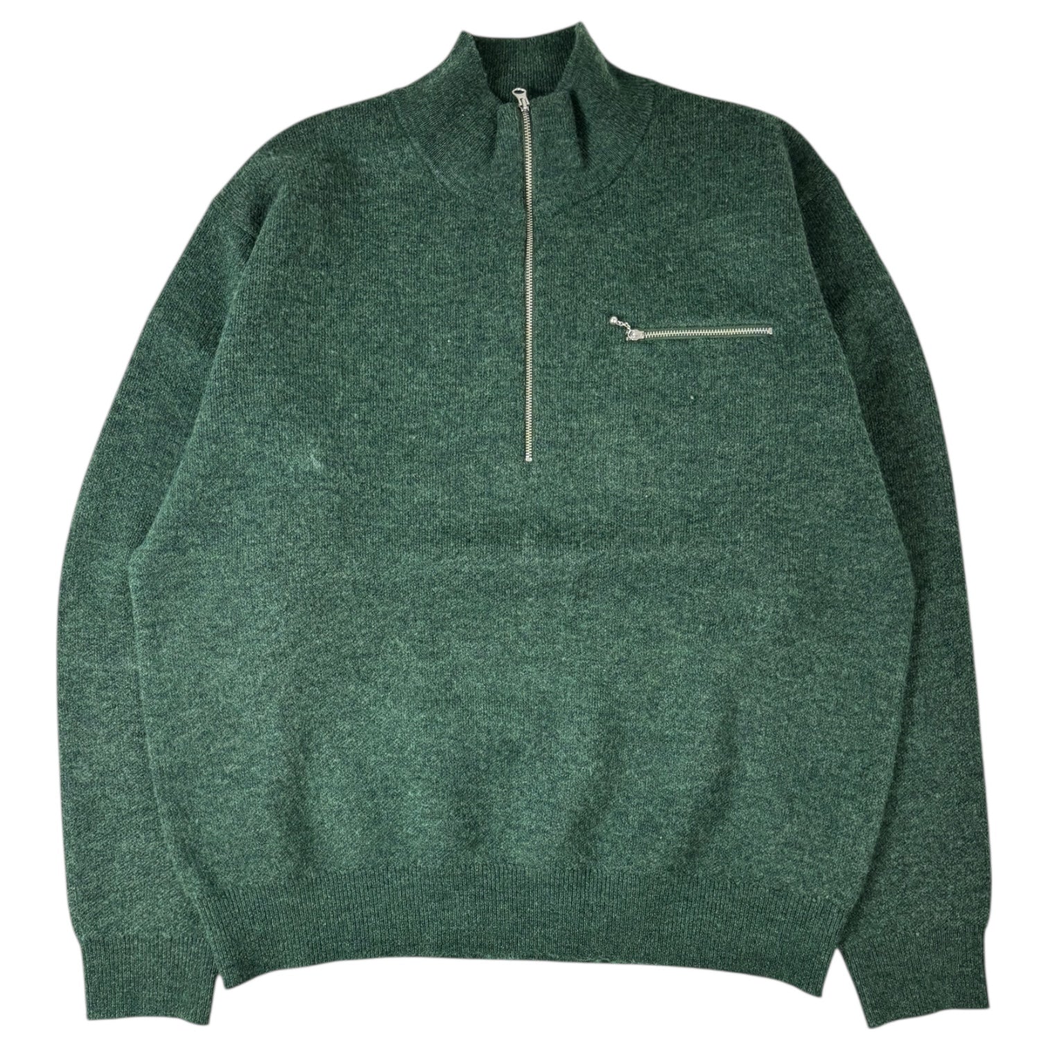 Stussy Half Zip Mock Neck Sweater Dark Green