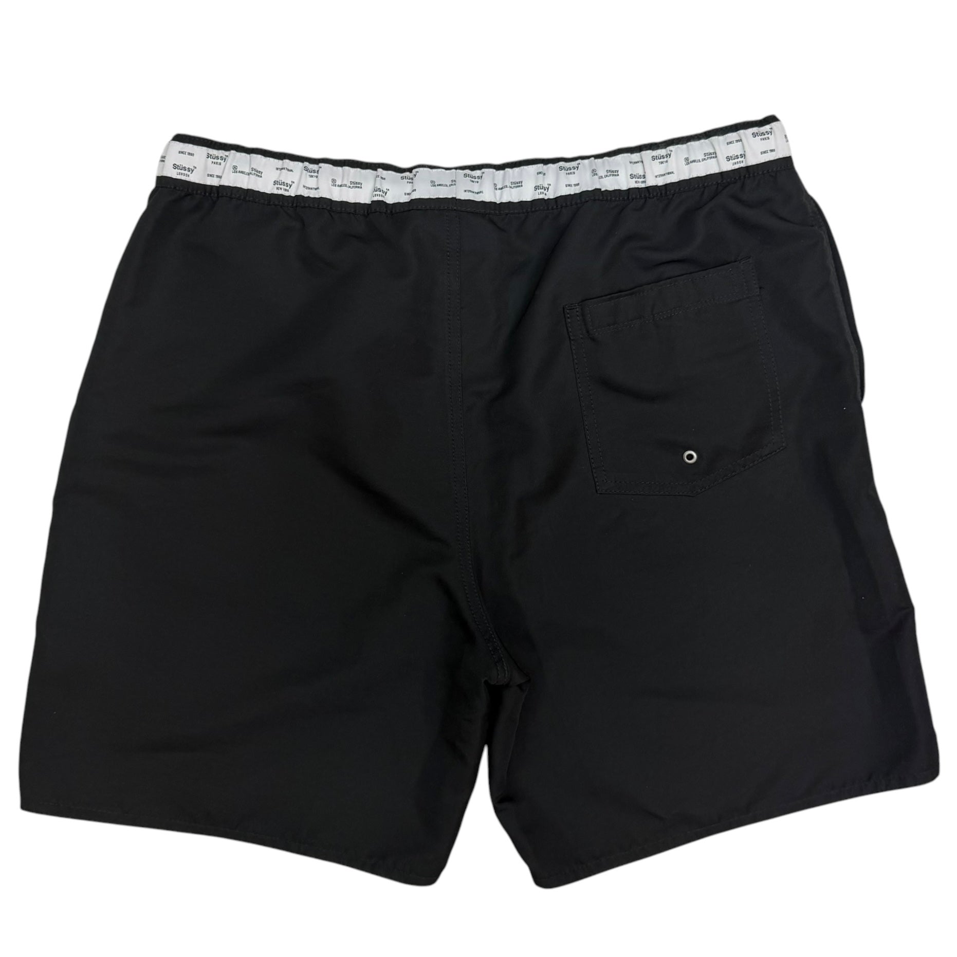 Stussy Waistband Logo Swim Shorts Black