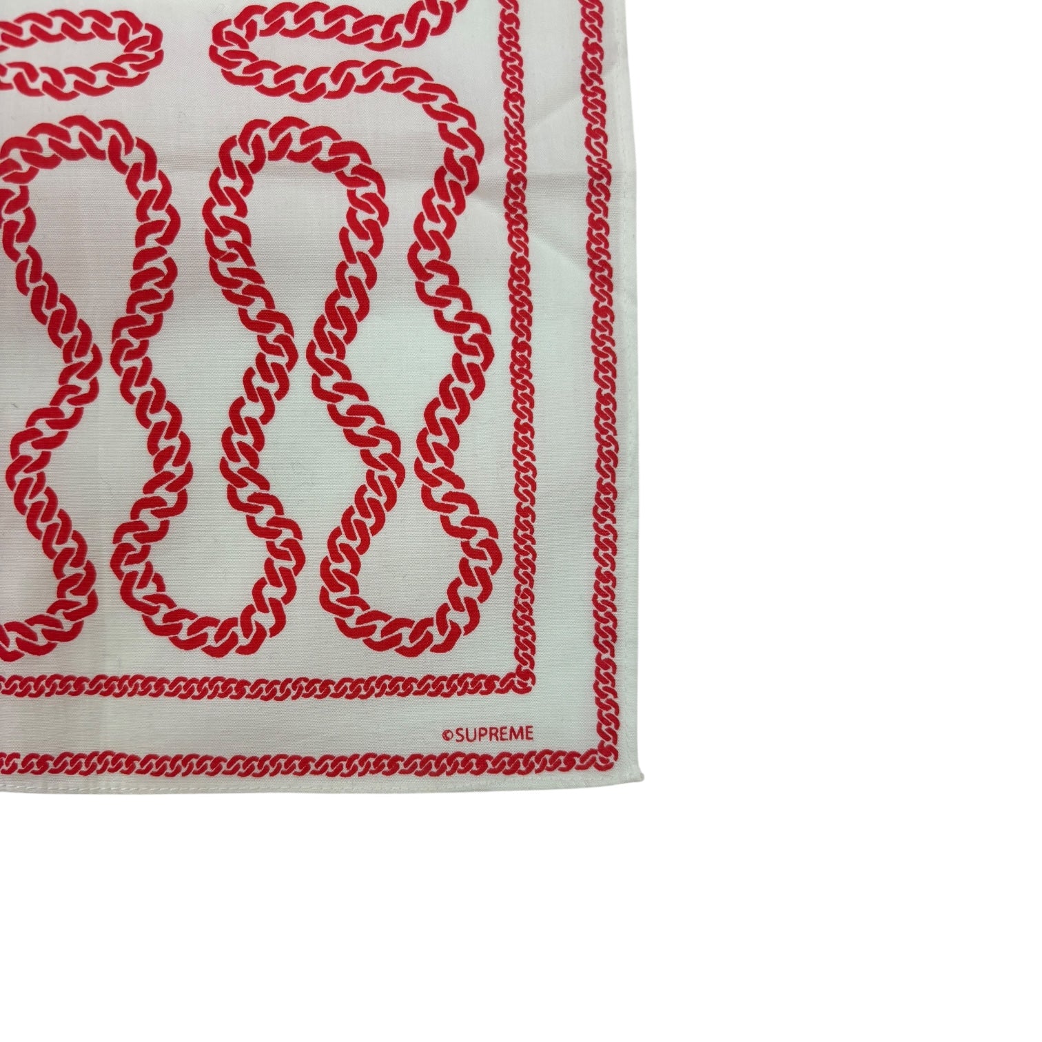 Supreme 2002 Squiggle Print Chain Bandana Red/White