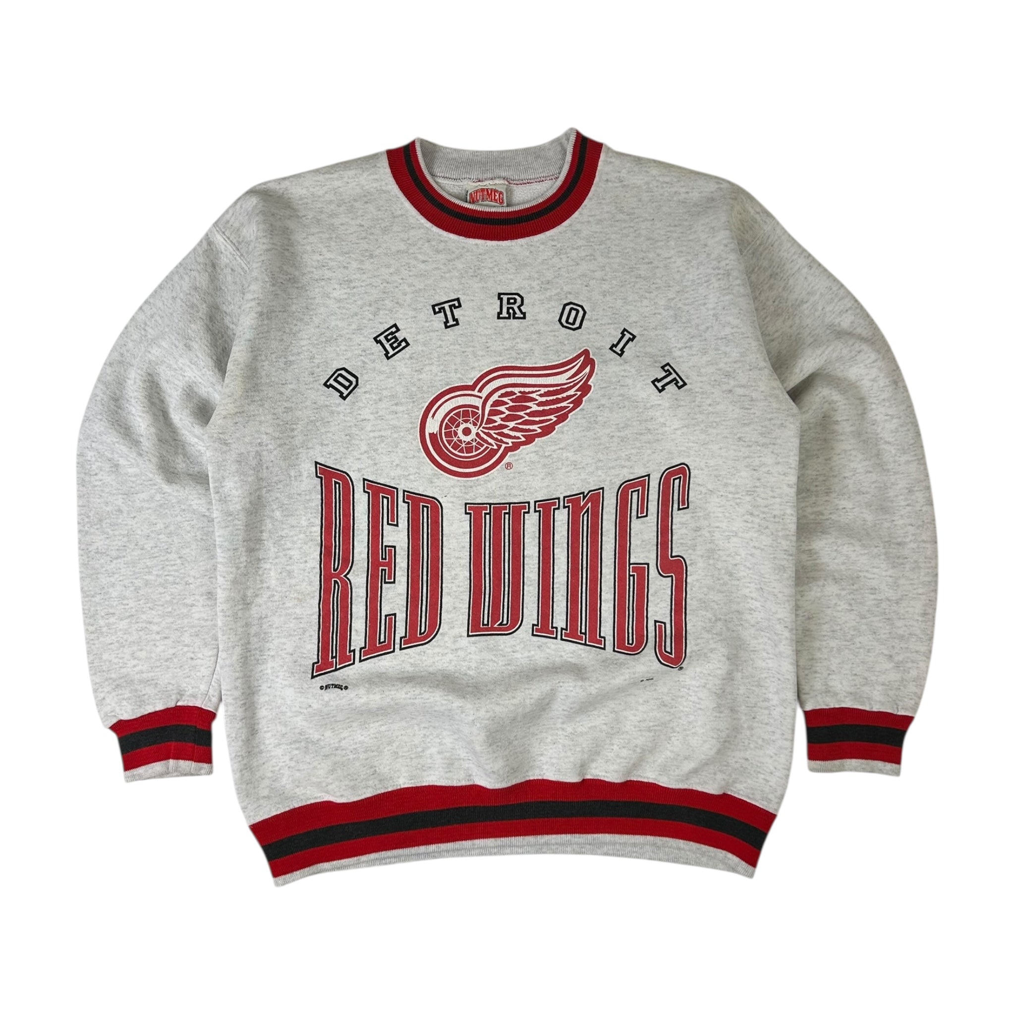 Vintage Red Wings by Nutmeg Mills Crewneck Grey NHL