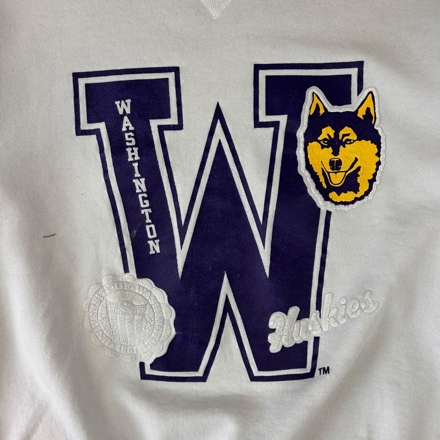 Vintage Washington Huskies Crewneck Sweatshirt White