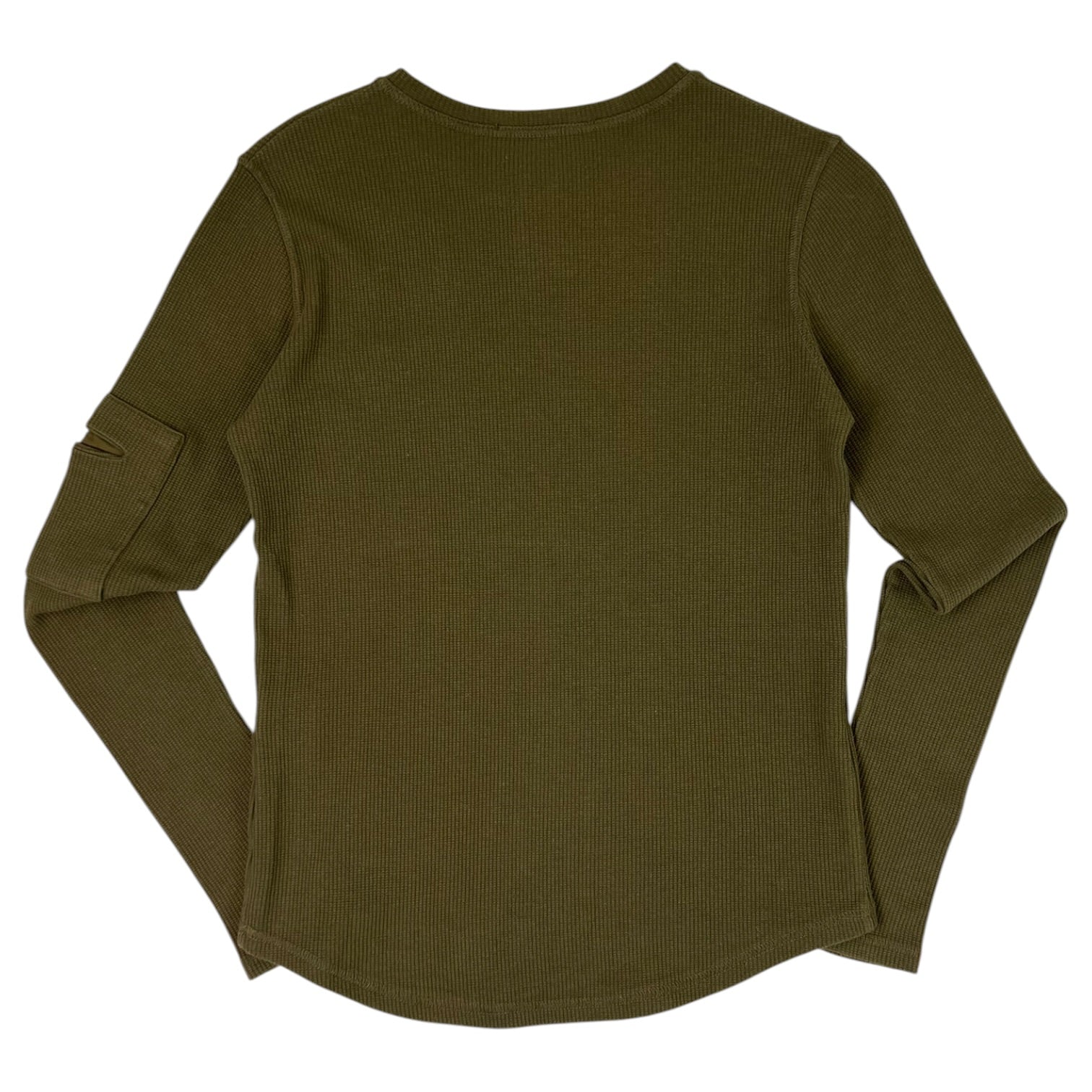 Raf Simons Waffle Knit Long Sleeve Henley Olive Green