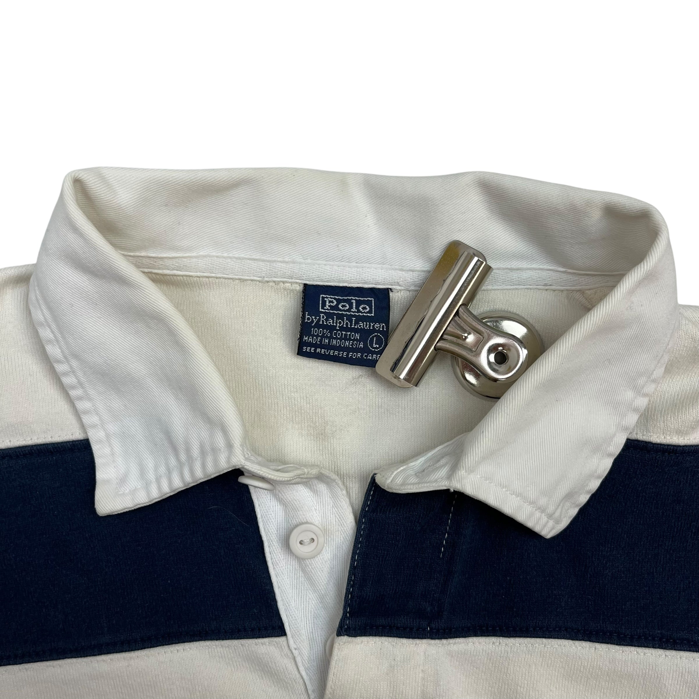 Vintage Polo Ralph Lauren Rugby Shirt White/Navy Blue