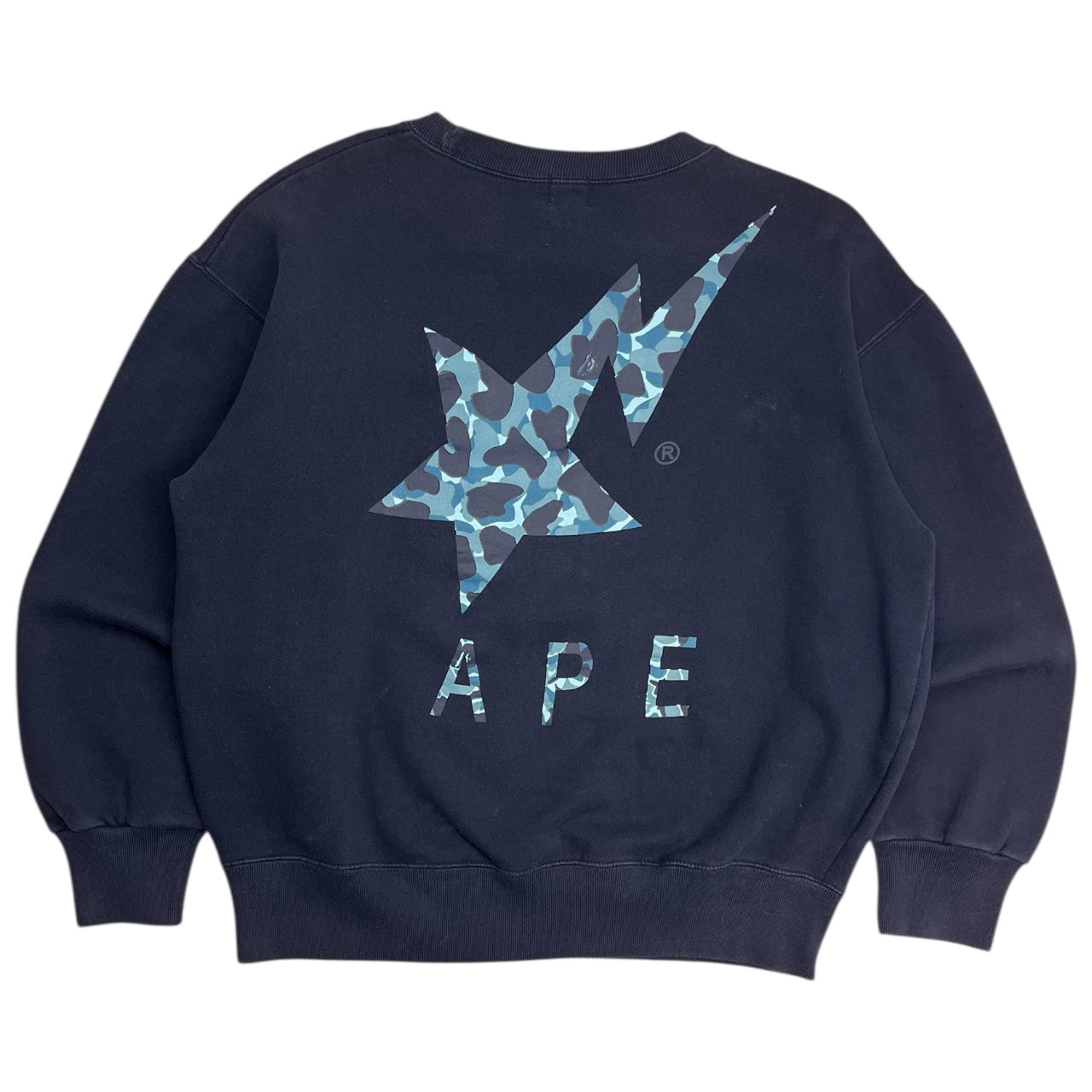 BAPE Bape Star Big Logo Crew Neck Navy