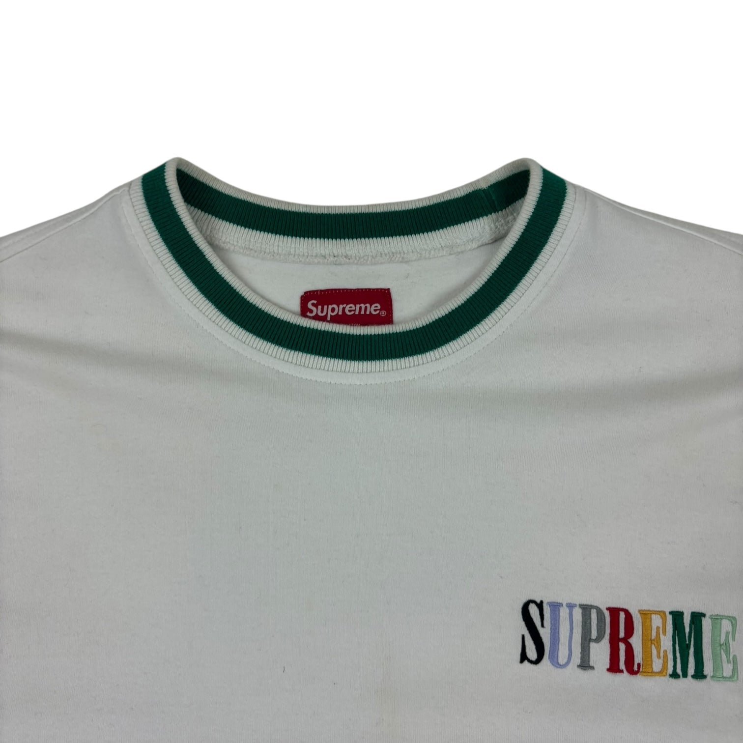 Supreme Multicolour Logo Long Sleeve T-Shirt White