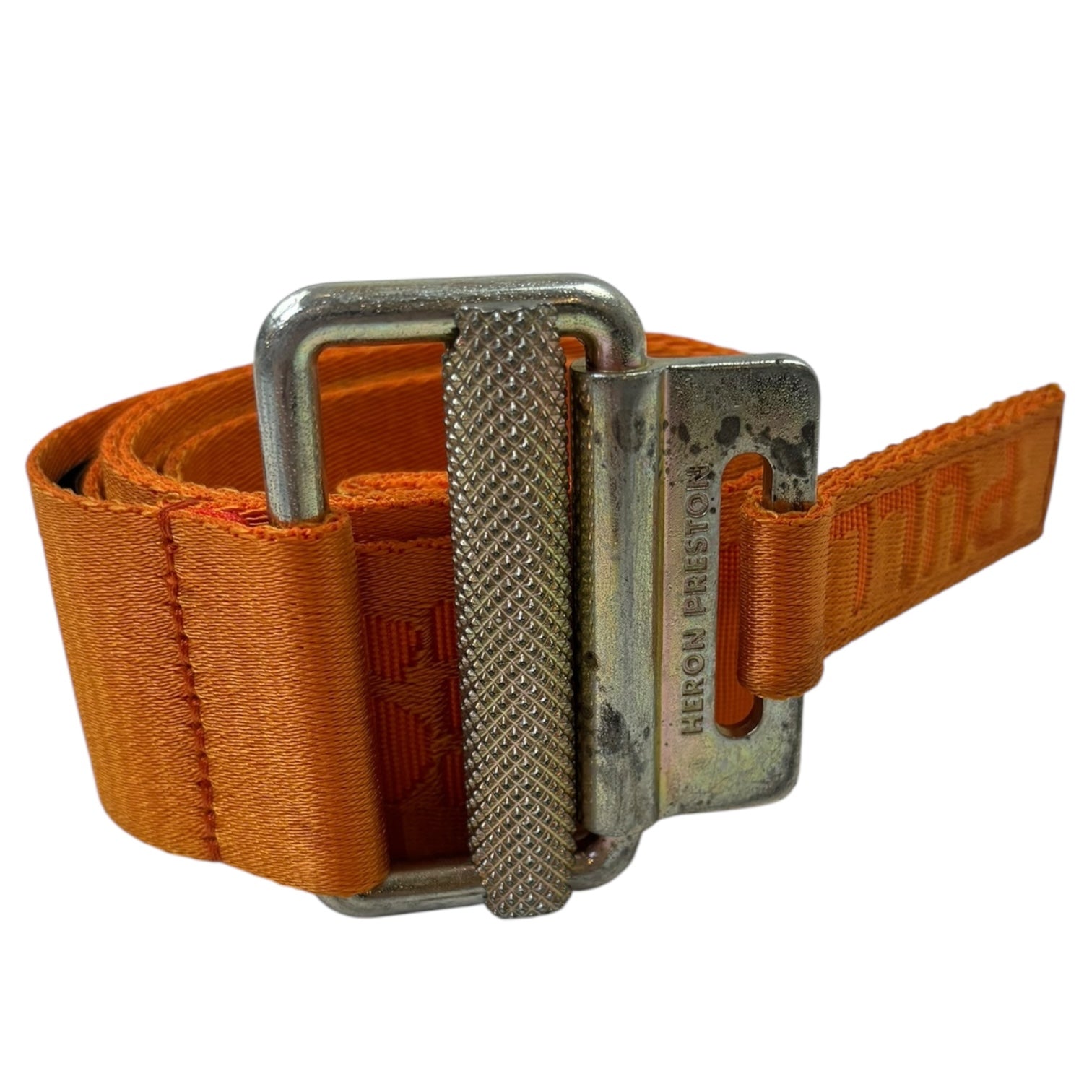 Heron Preston FW21 Tape Logo Belt Orange/Gold