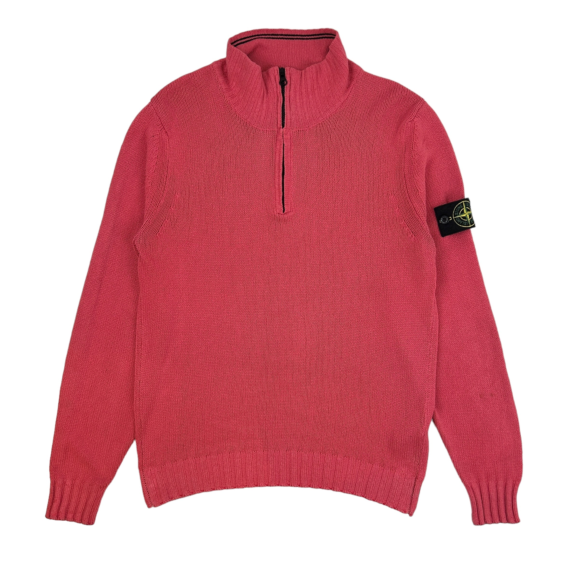 Stone Island Quarter Zip Wool Pull Over Pink