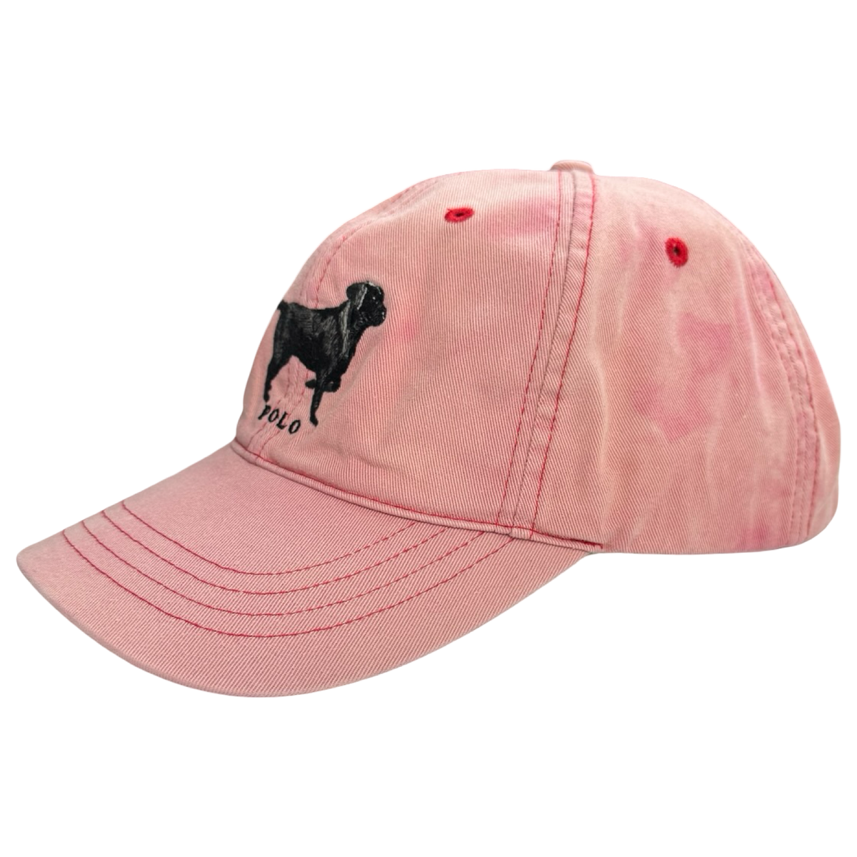 Vintage Polo Ralph Lauren Embroidered Black Lab Dog Hat Pink