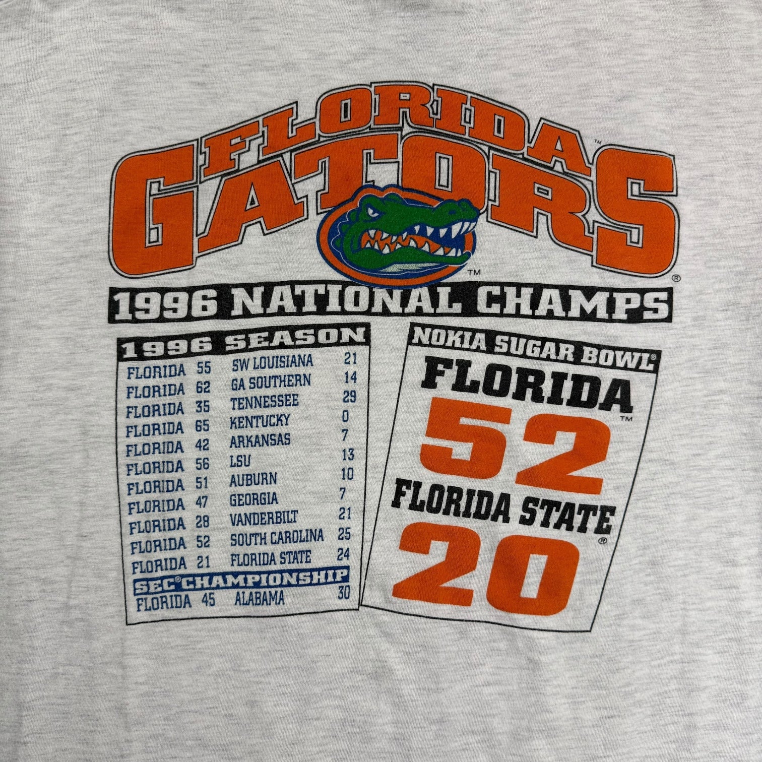 1996 Florida Gators National Champs Tee Grey