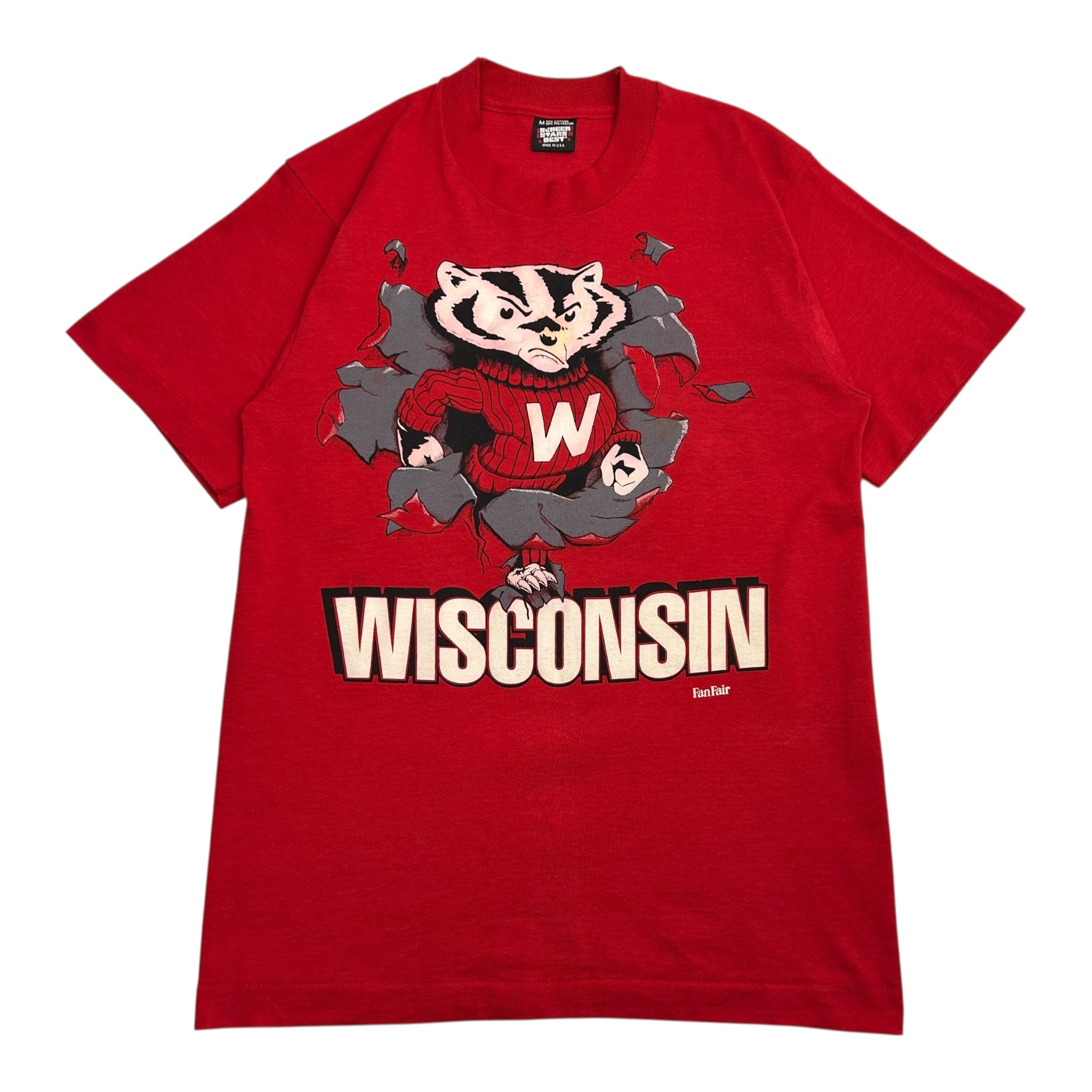 Vintage Wisconsin Badgers Break Through Tee Red
