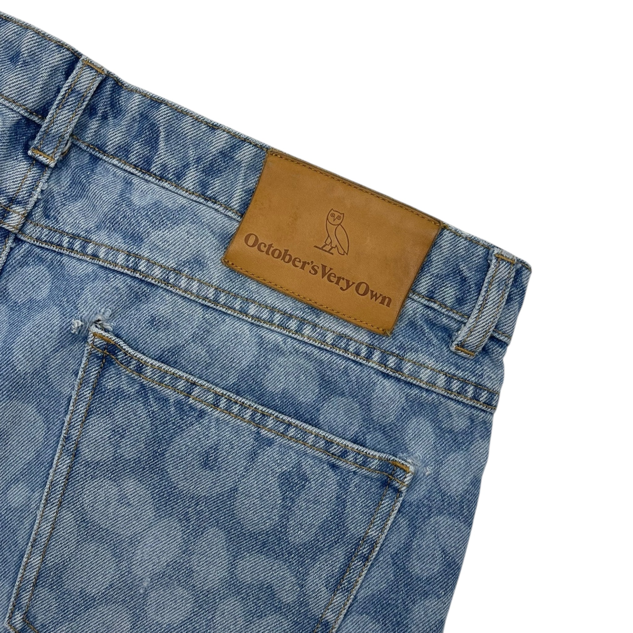 OVO Leopard Print Denim Jeans Light Indigo