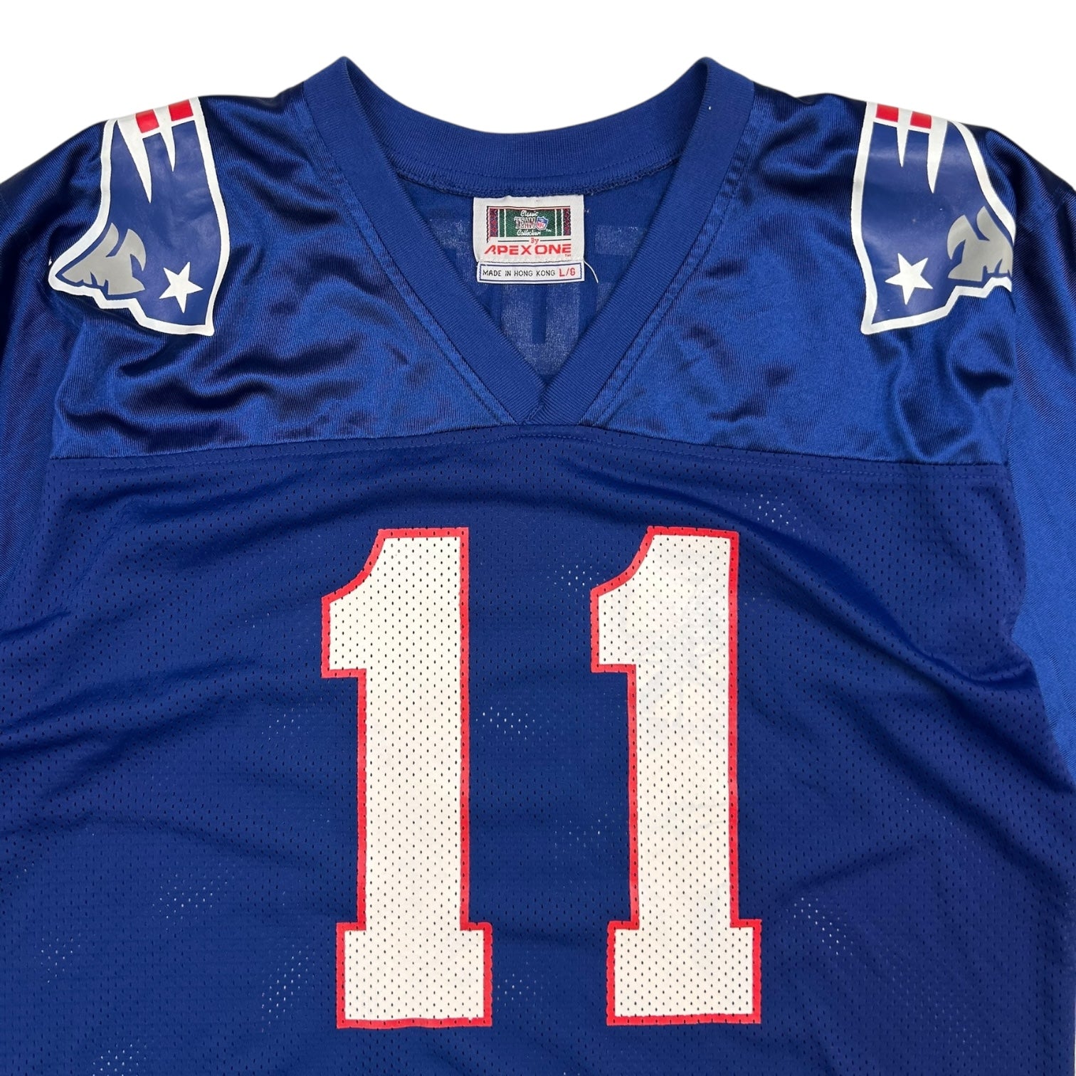 Vintage Apex Drew Bledsoe New England Patriots Home Jersey Blue