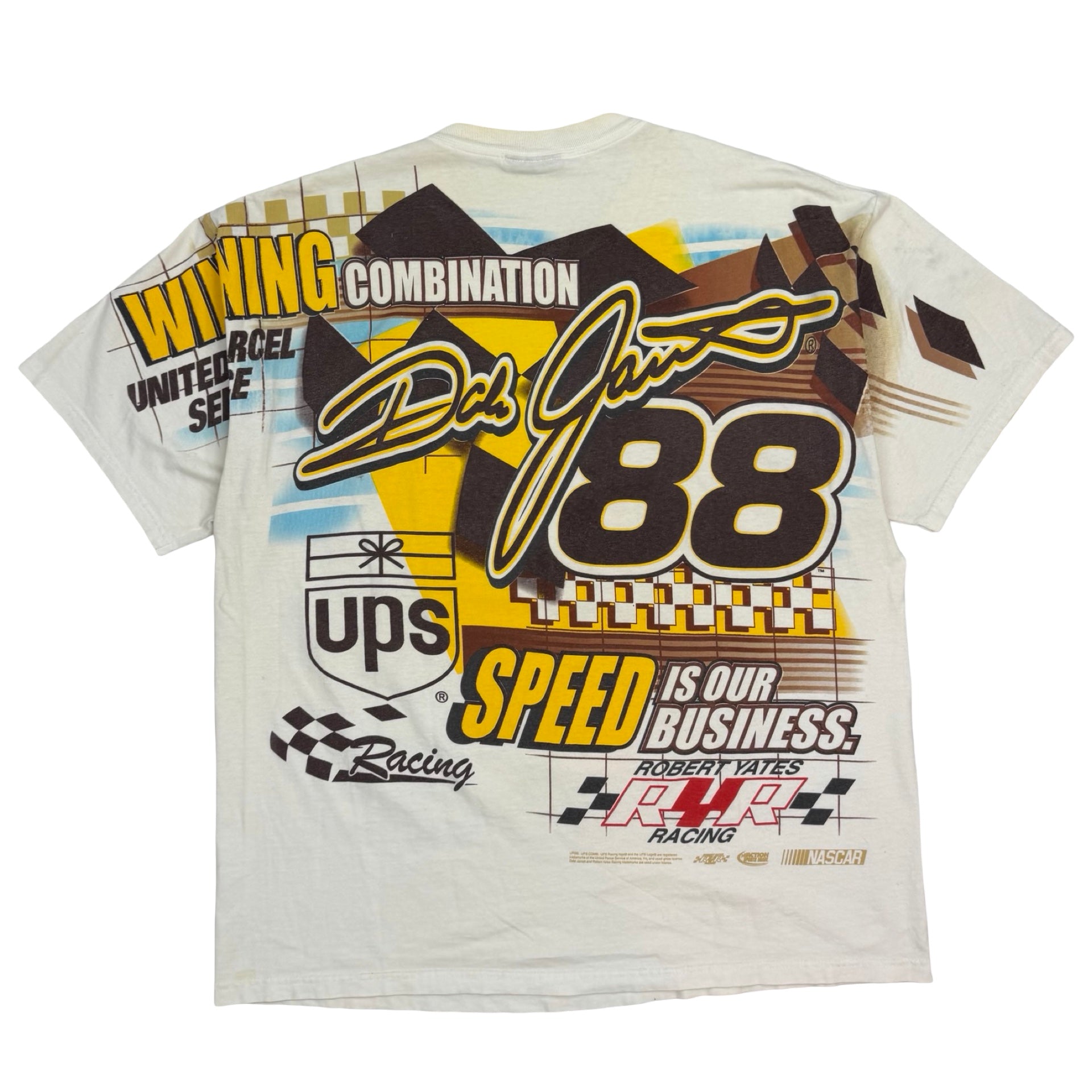 Vintage Dale Jarrett NASCAR UPS Chase Authentics Tee White