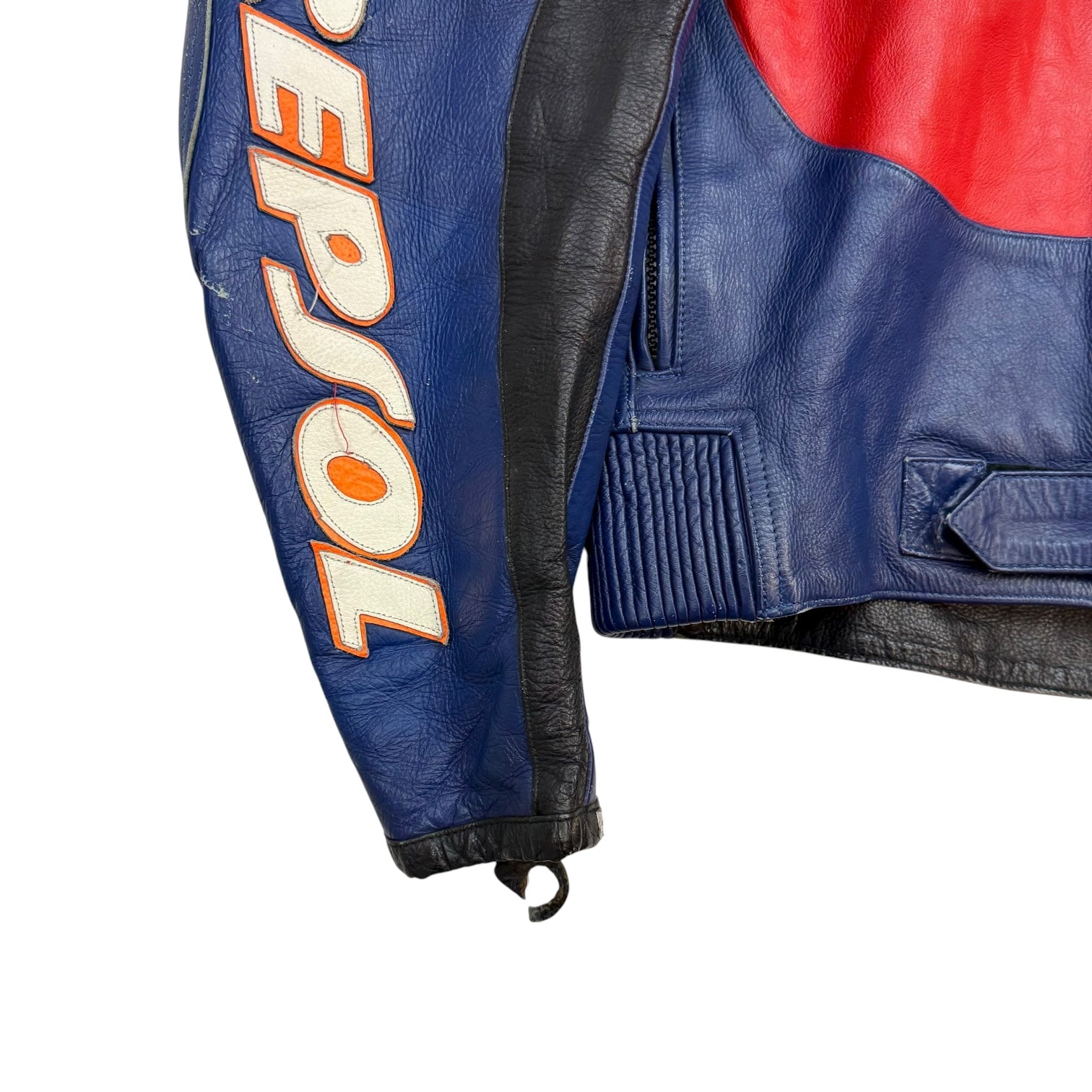 Vintage Repsol Michelin Racing Leather Jacket Orange/Blue