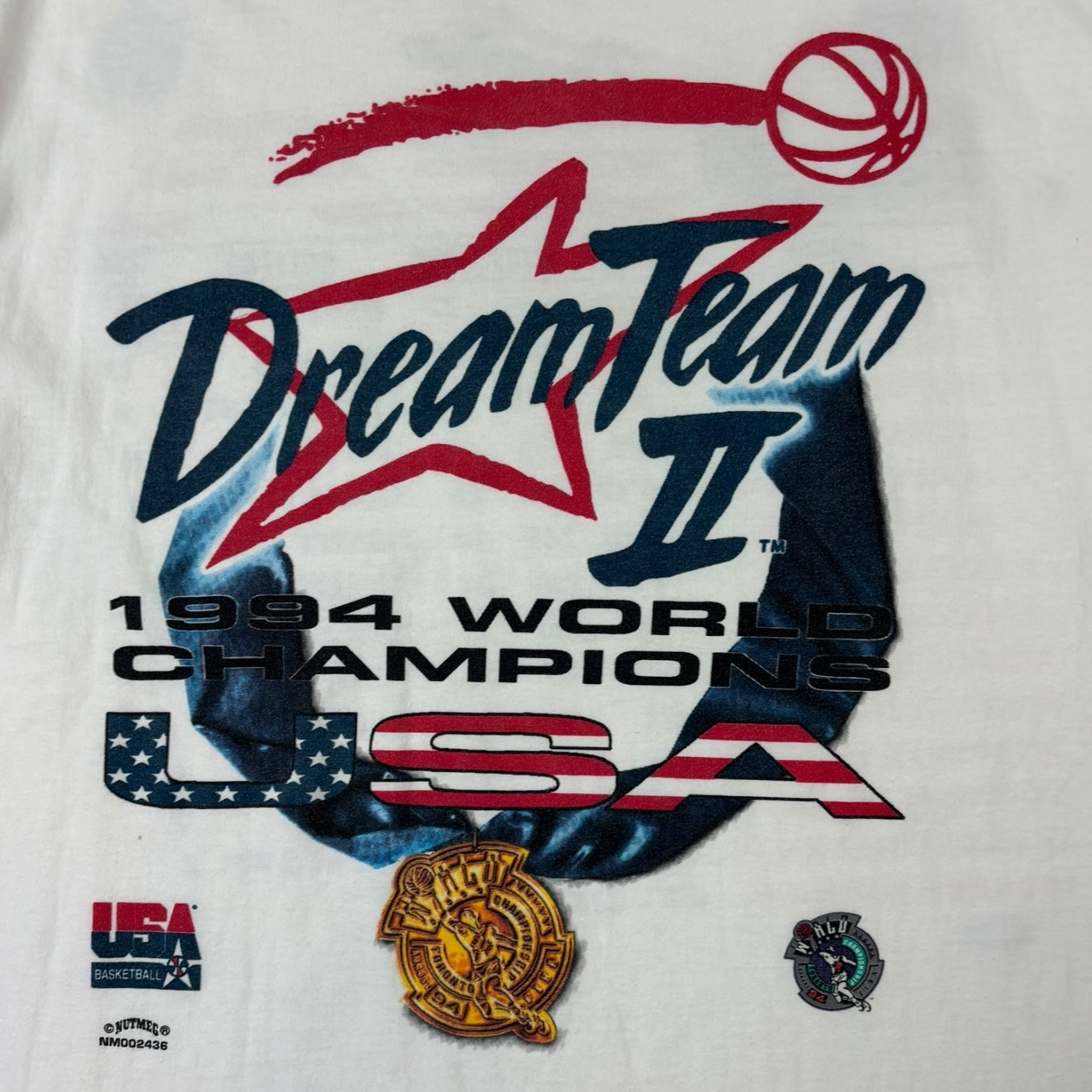 Vintage 1994 Dream Team II World Champions USA T-Shirt White