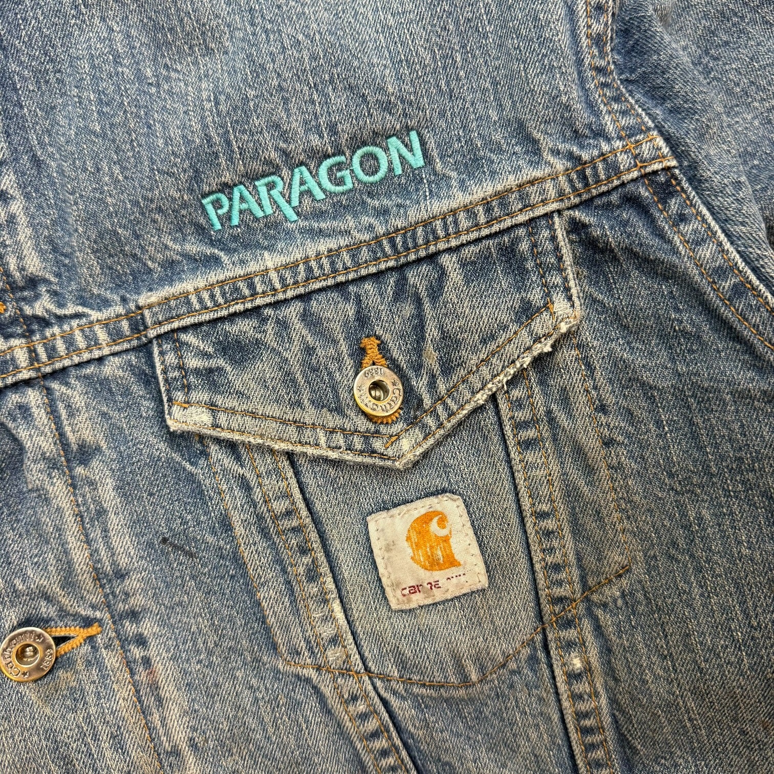 Vintage Carhartt Sherpa Lined Denim Jacket Blue