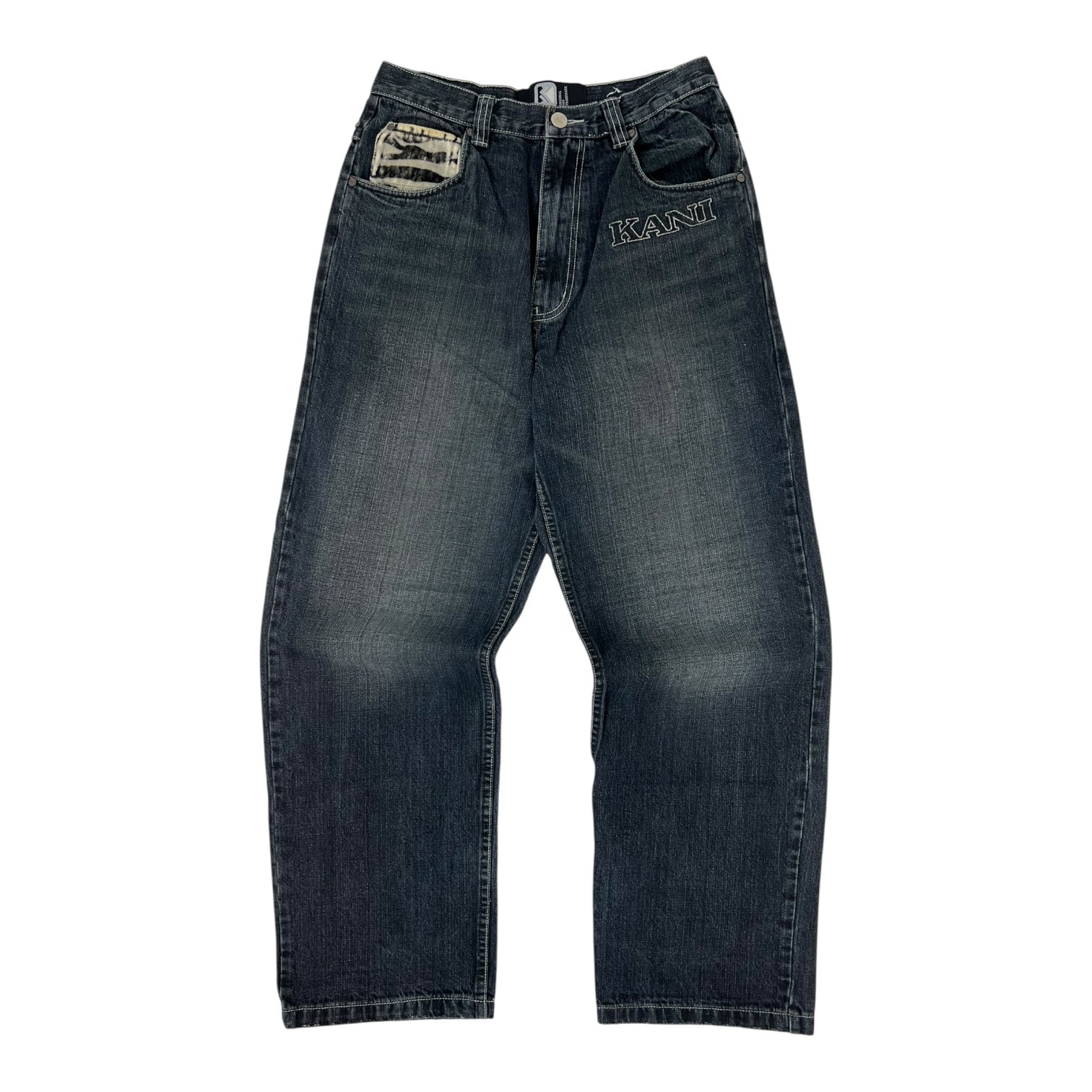 Vintage Y2K Kani Zebra Pocket Baggy Denim Pant Dark Wash