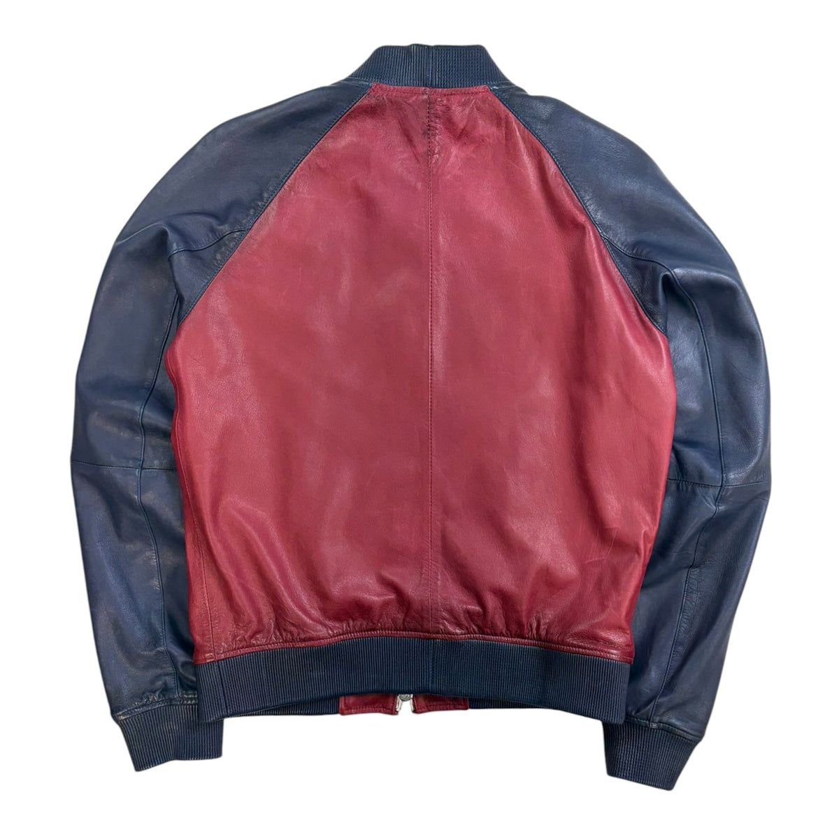Dsquared2 Leather Bomber Jacket Red/Navy