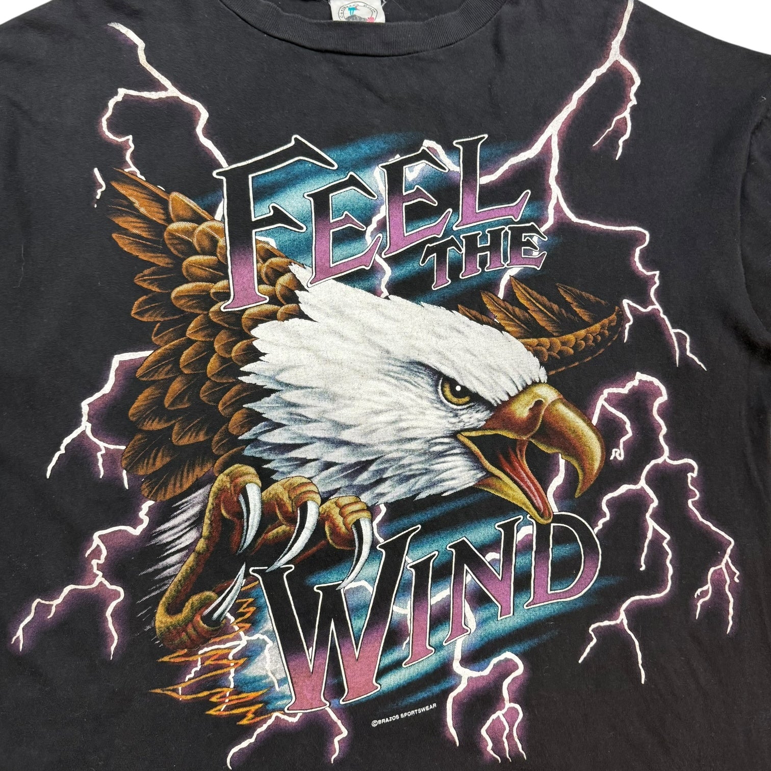 Vintage American Thunder ‘Feel The Wind’ Tee Black