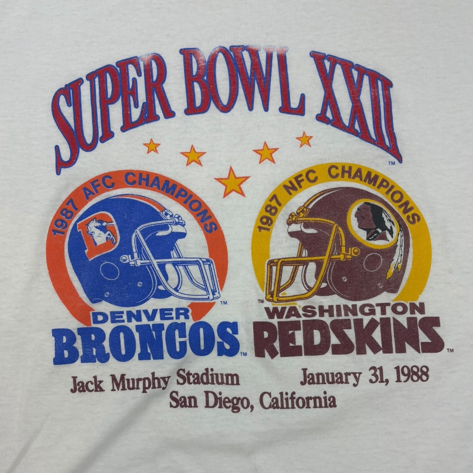 Vintage 1988 Super Bowl XXII T-Shirt White