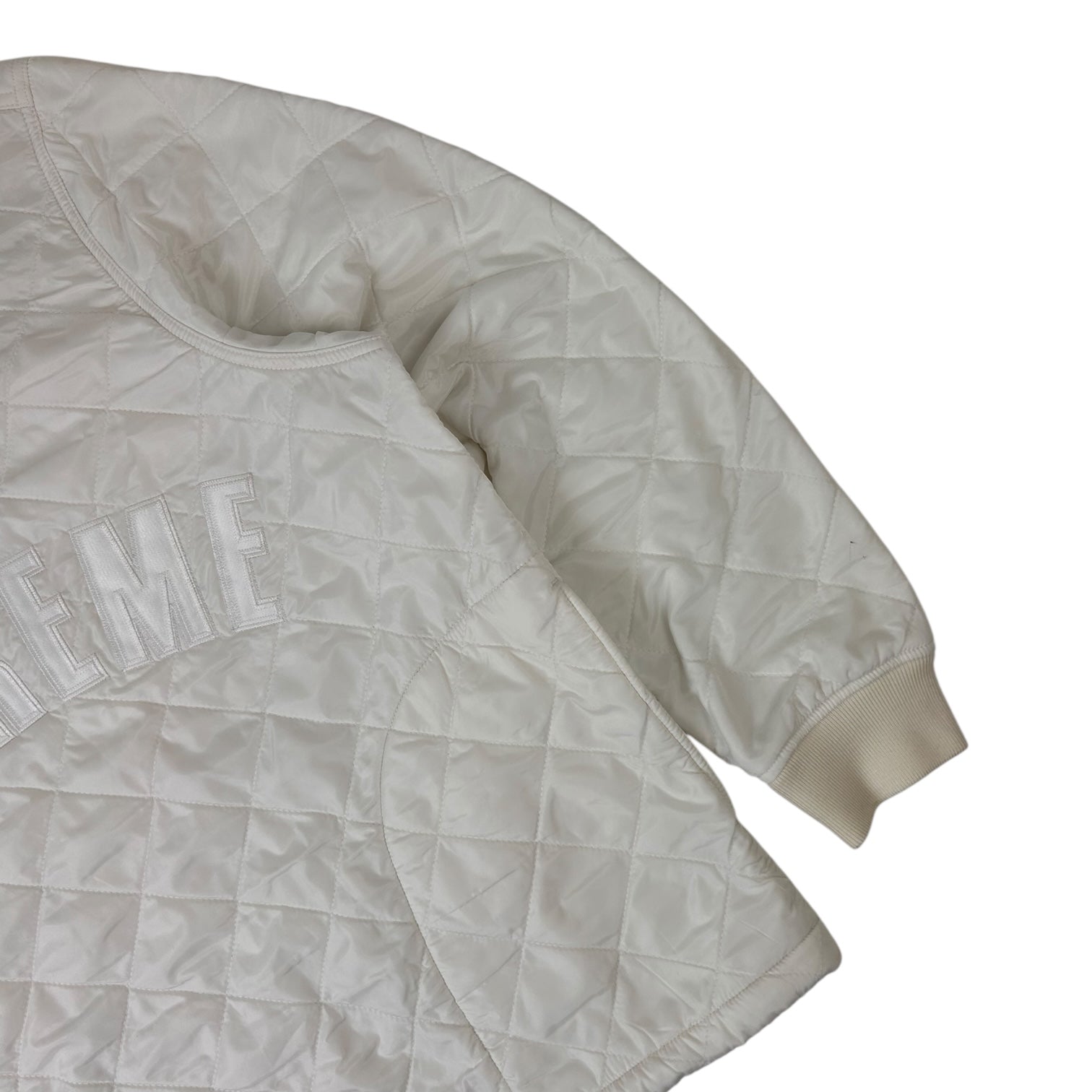 Supreme Arc Logo Quilted Quarter Zip Up White