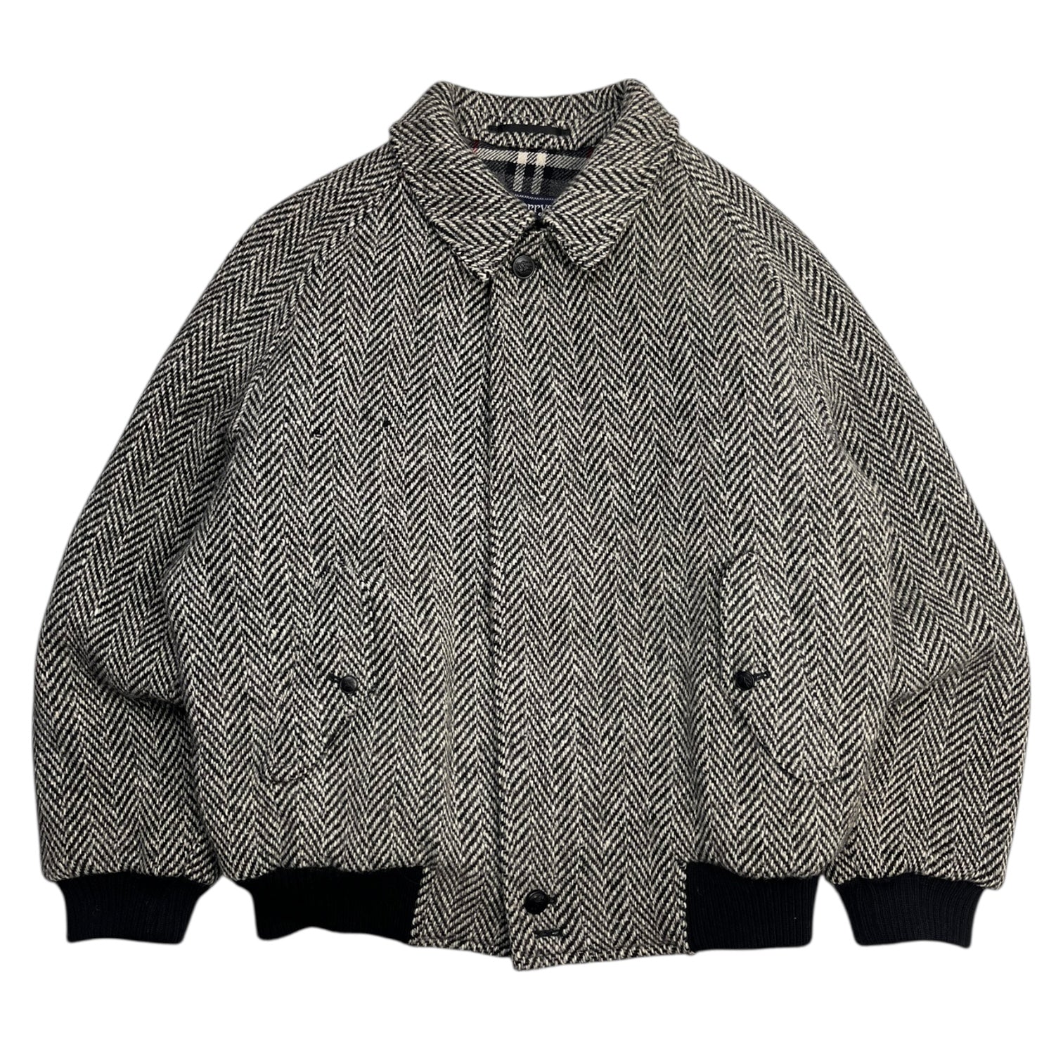 Vintage Burberrys Herringbone Wool Bomber Jacket
