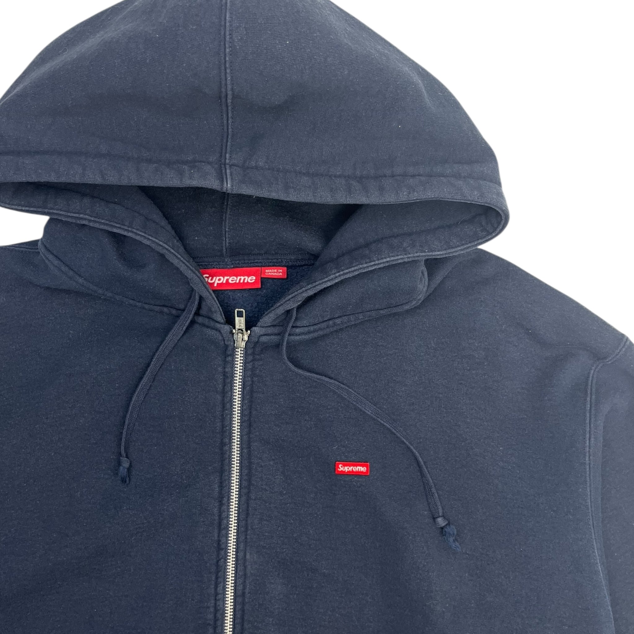 Supreme Pocket Box Logo Zip Up Hoodie Navy