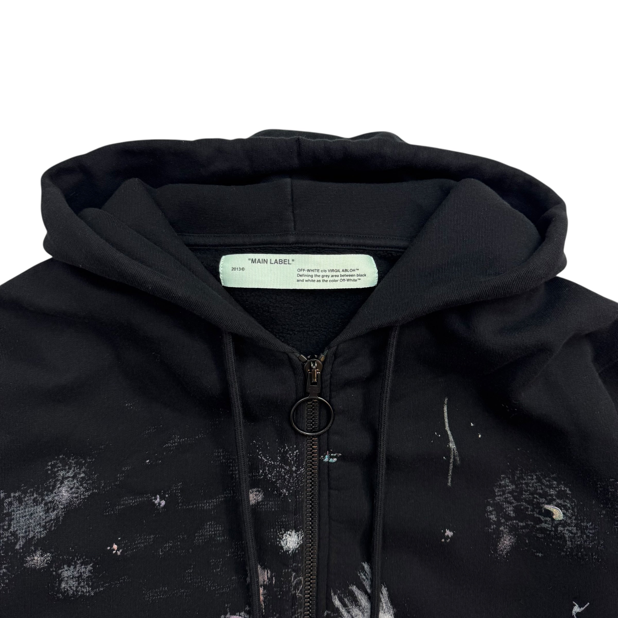 Off-White Galaxy Brushed Zip Up Hoodie Black