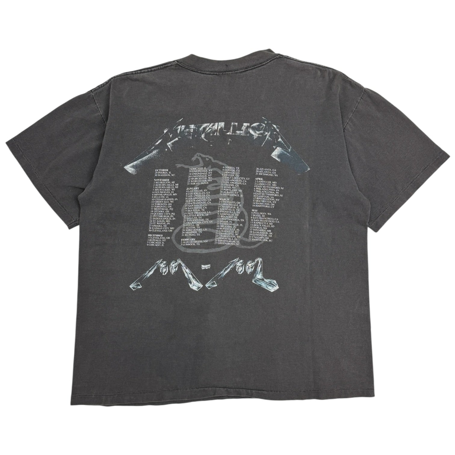 1991 Metallica 4 Faces Tour T-Shirt Black